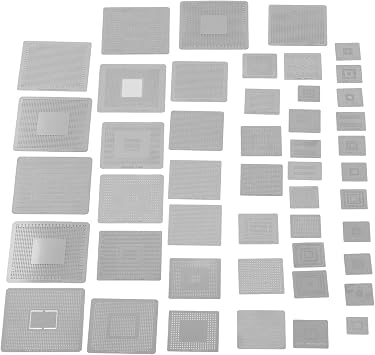 BGA Reballing Stencil Net, Durable 304 Stainless Steel with Optimal Thickness & 47 Piece Set for Computer Repairing, Universal Reballing Rework Templates