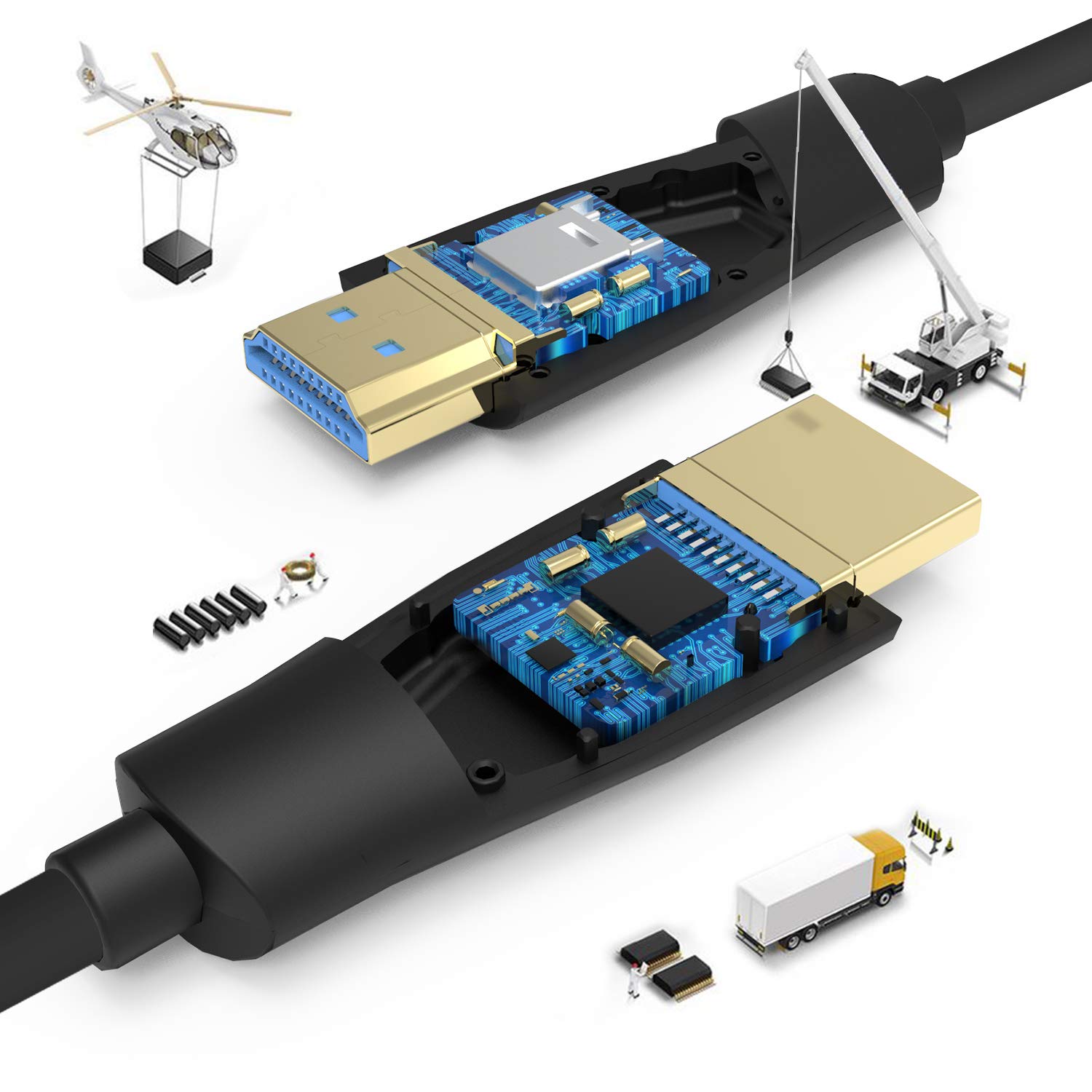 Cavo HDMI in fibra ottica 10 m supporta 4K60 4:4:4 Chroma eARC 18G/BPS HDR D-o-l-b-y Vision and Atmos, HDCP2.2, cavo attivo HDMI ultra sottile e flessibile, in lega di zinco, AOC30
