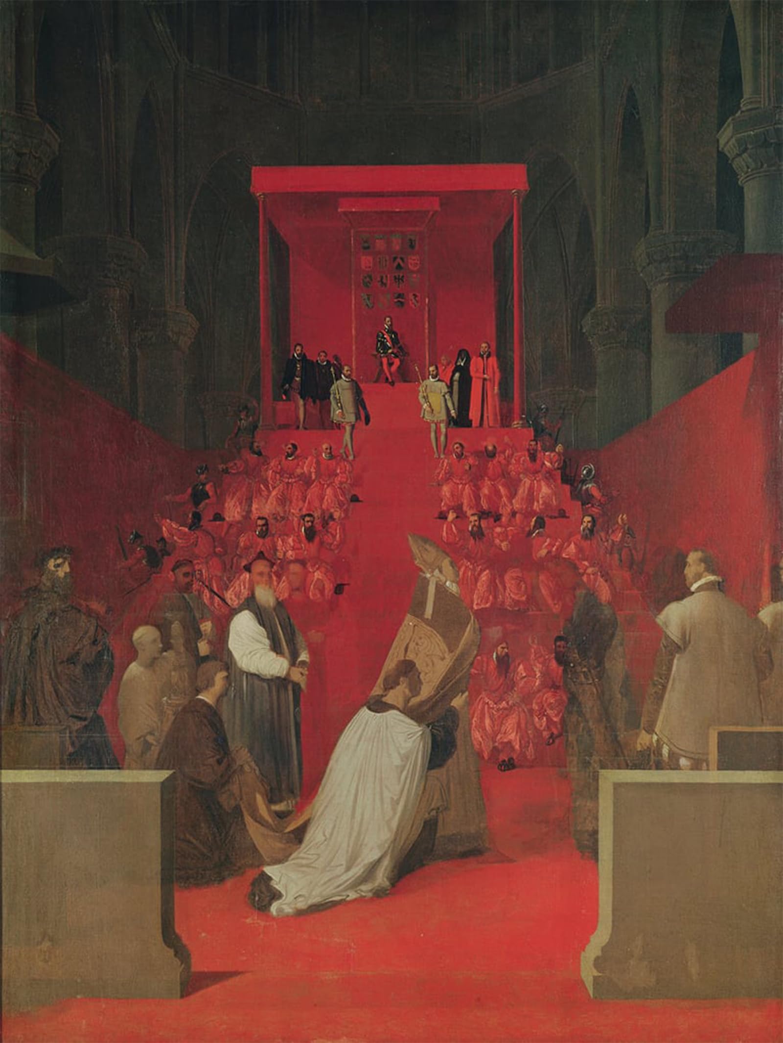 Serendipitp No Frame Abstract Painting Mural Print Picture Wall Decor Painting Fernando Alvarez De Toledo Rd Of Alba In The Cathedral By Jean Auguste Ingres Vintage Wall Artwork For Home Decor 60X90cm