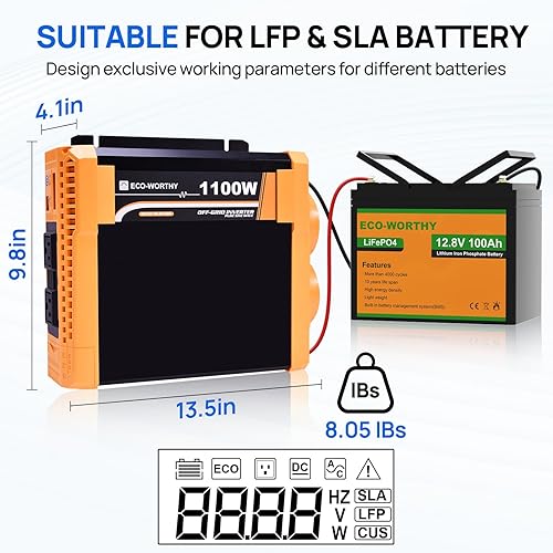 Miniatura 7 de ECO-WORTHY Inversor de onda sinusoidal pura de 600 W, salida de CA, puerto de salida USB, indicador LED, ventiladores de refrigeración duales y