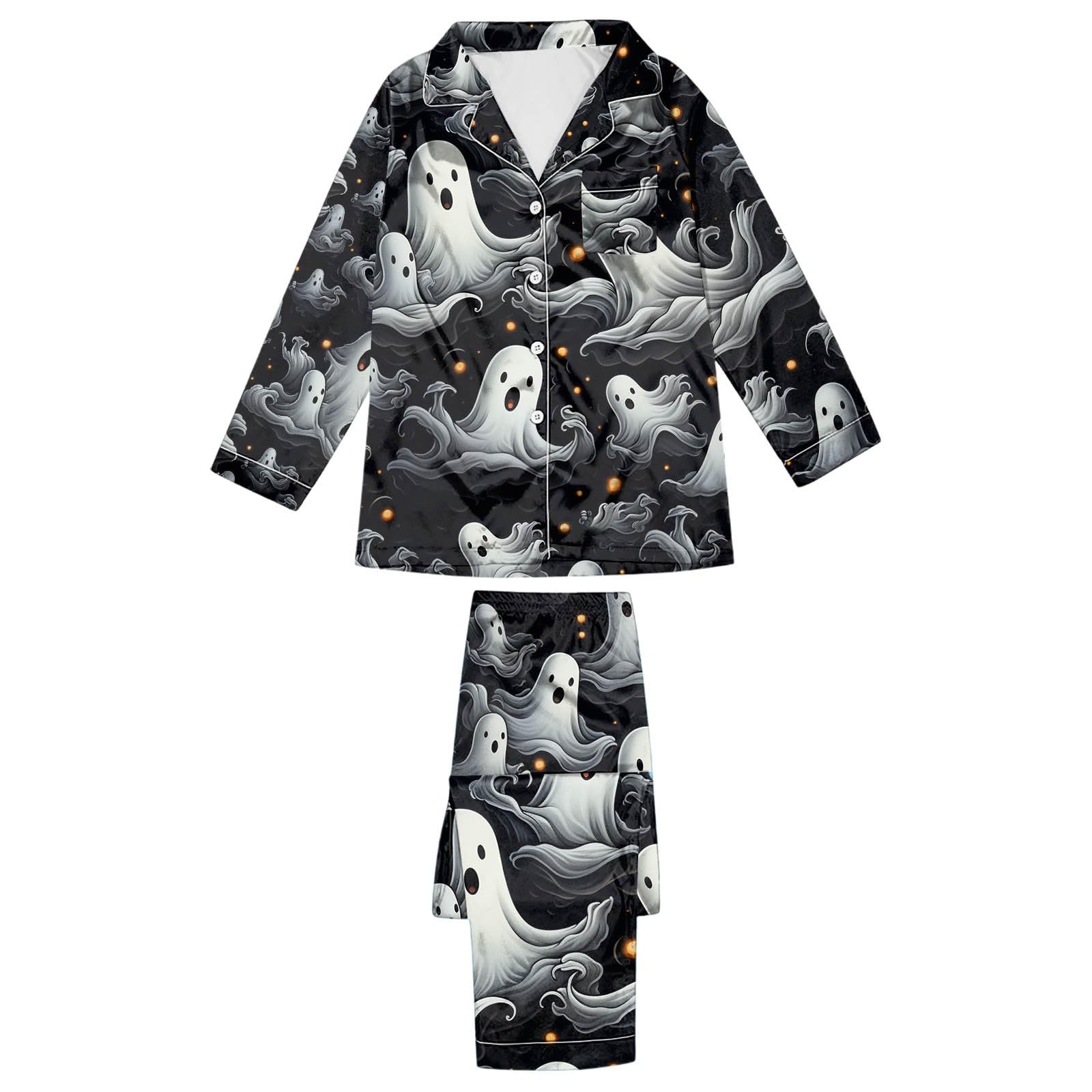 Genérico Pijama Manga Larga Mujer - Conjunto de Pijama para Mujer con temática de Halloween Conjunto de Pantalones de Manga Larga Ropa Informal Suave y cómoda para Noches acogedoras y relajación