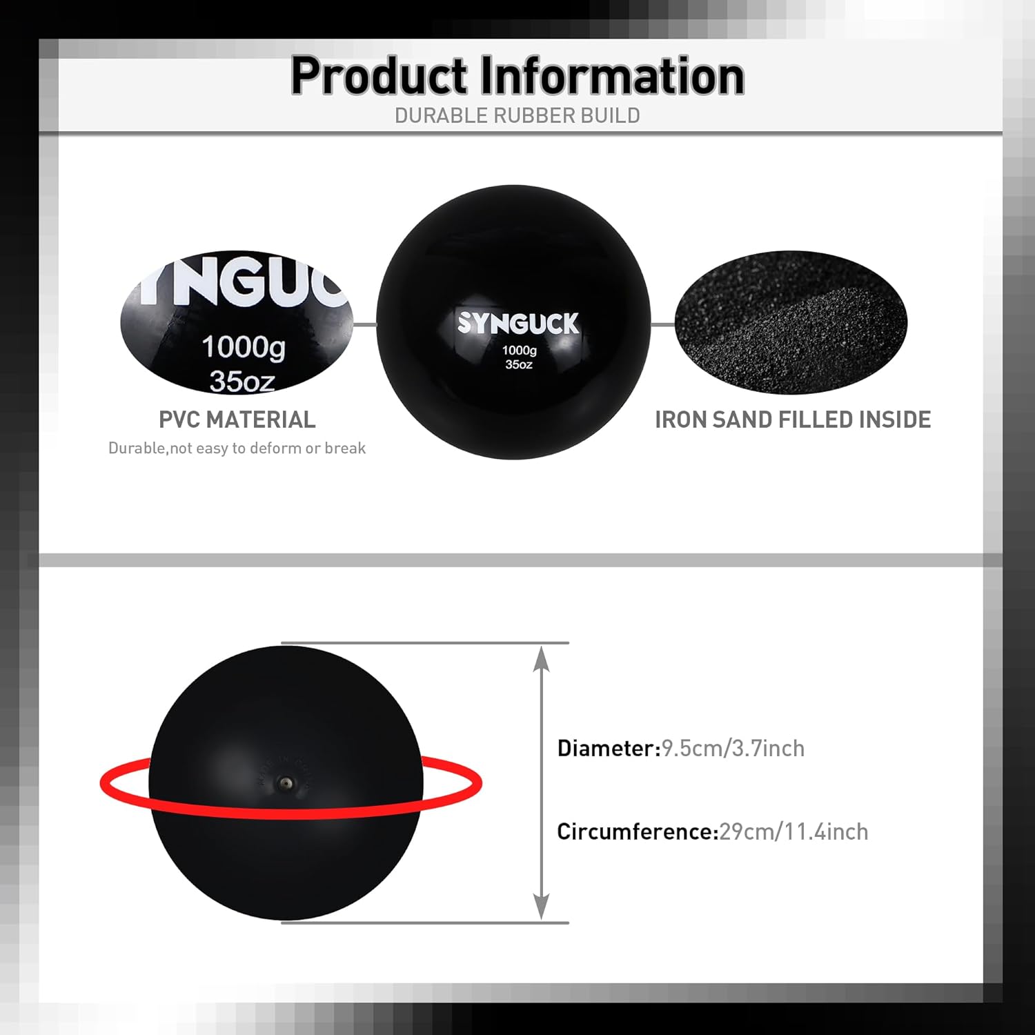 SYNGUCK 35/70oz Weighted Plyo Ball for Baseball & Softball Training - Heavy Training Balls for Power, Pitching, Hitting - Yoga, Fitness, Plyometrics - All Skill Levels