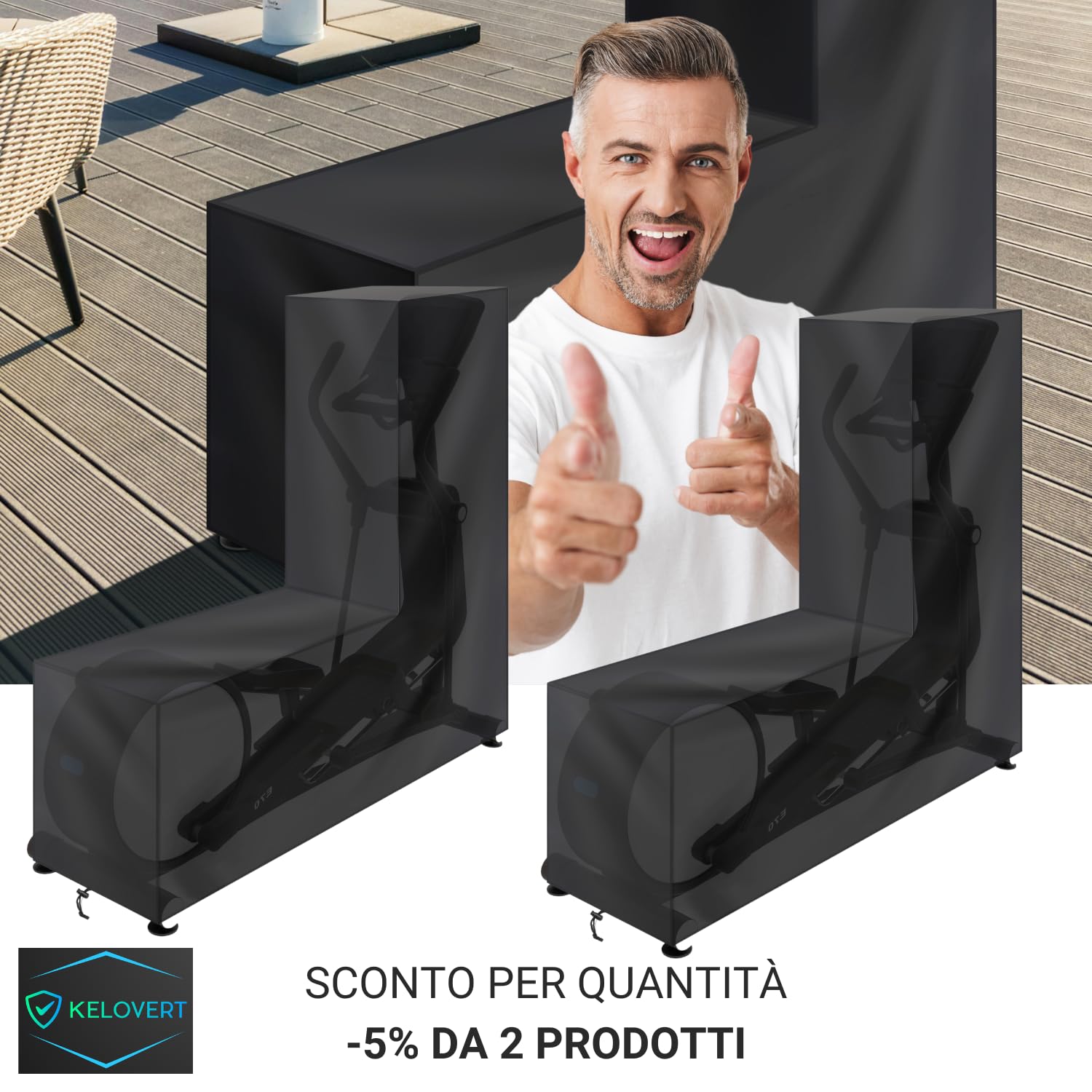 Telo Ellittica Esterno/Interno Impermeabile ✮GARANZIA A VITA✮ Copri Ellittica da Casa fitness Protezione Completa 170x170x70cm Copertura Bici Ellittica 100% Ottimale Estate/Inverno/Autunno/Primavera