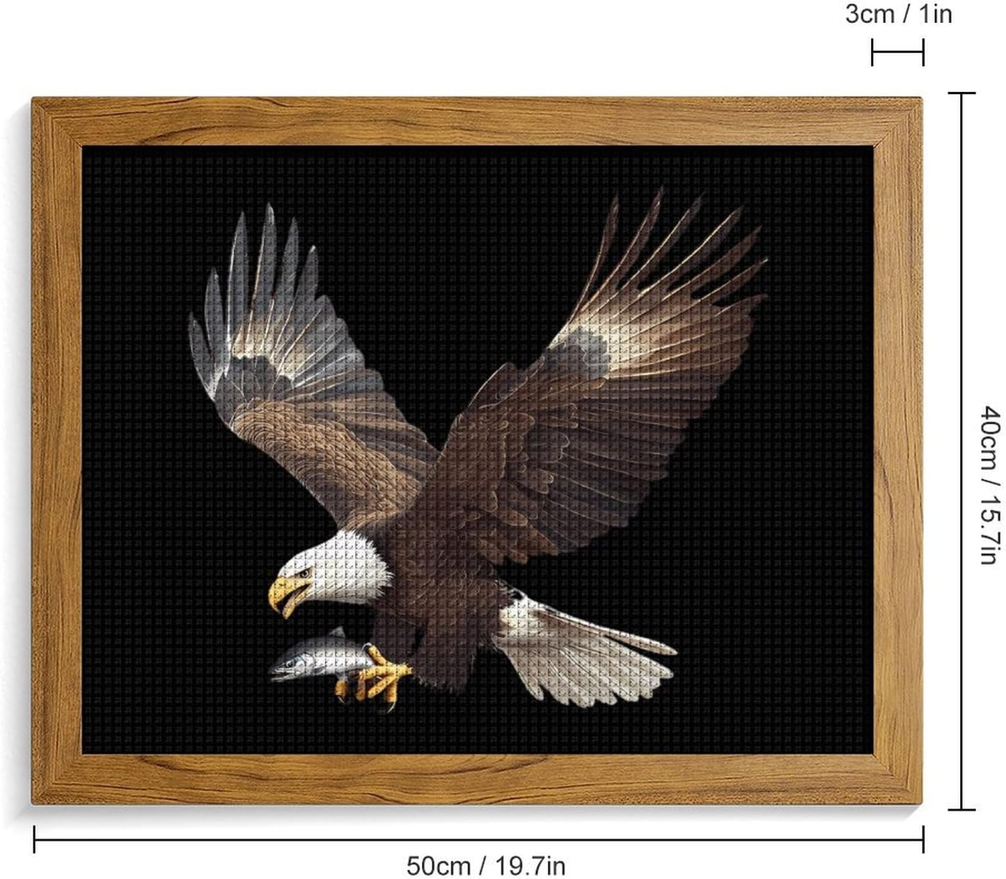 Ea-gles Catching A Fish Printed Diamond 5D Painting Kits DIY Full Drill Crafts for Home Wall Decor 16x20 Inch Yellow Wood 50 * 40cm