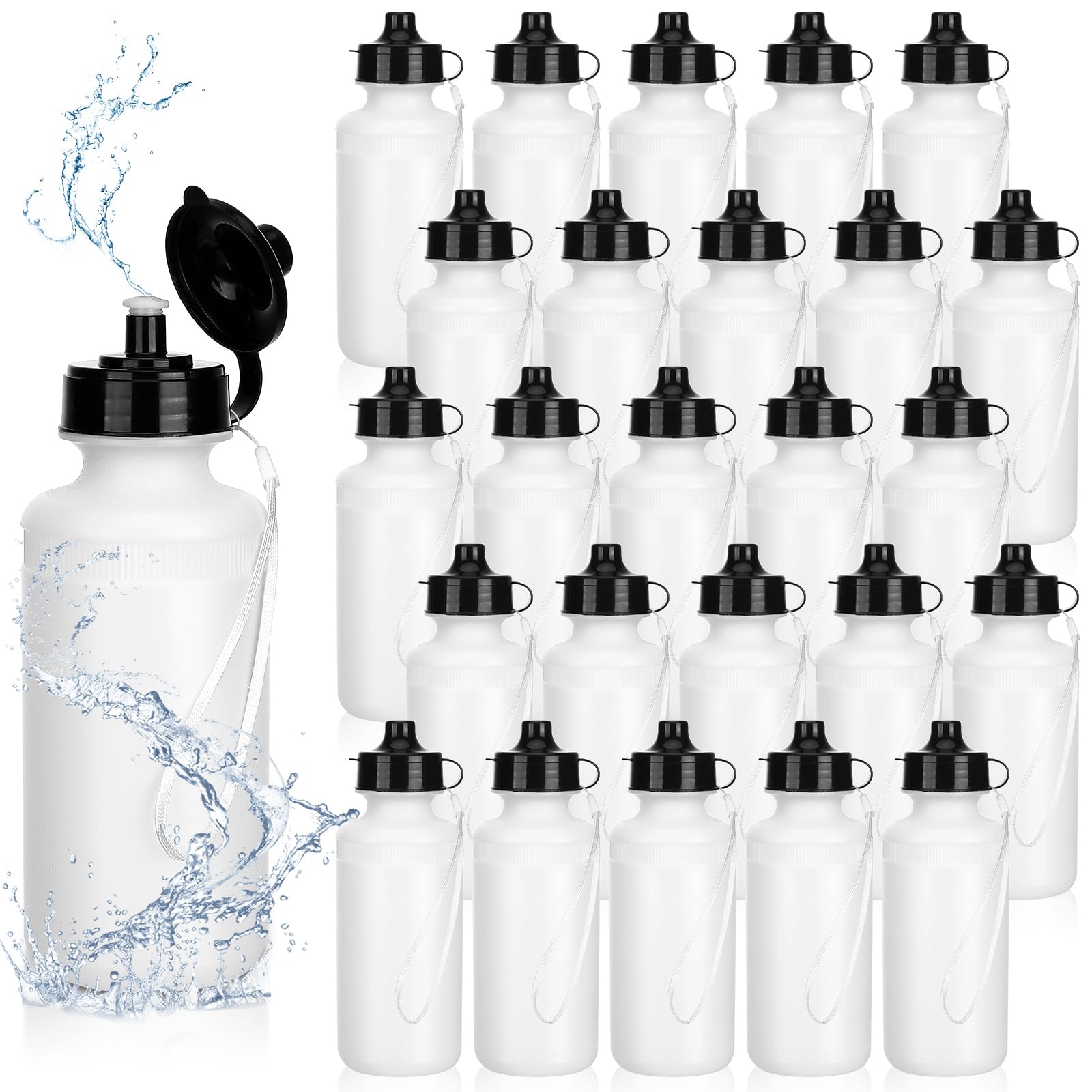 Zubebe 36 Pcs Sports Water Bottles Bulk Squeeze Reusable Bpa-free Plastic Water Bottles End of the Year Gifts Summer Gifts for Students School Travel