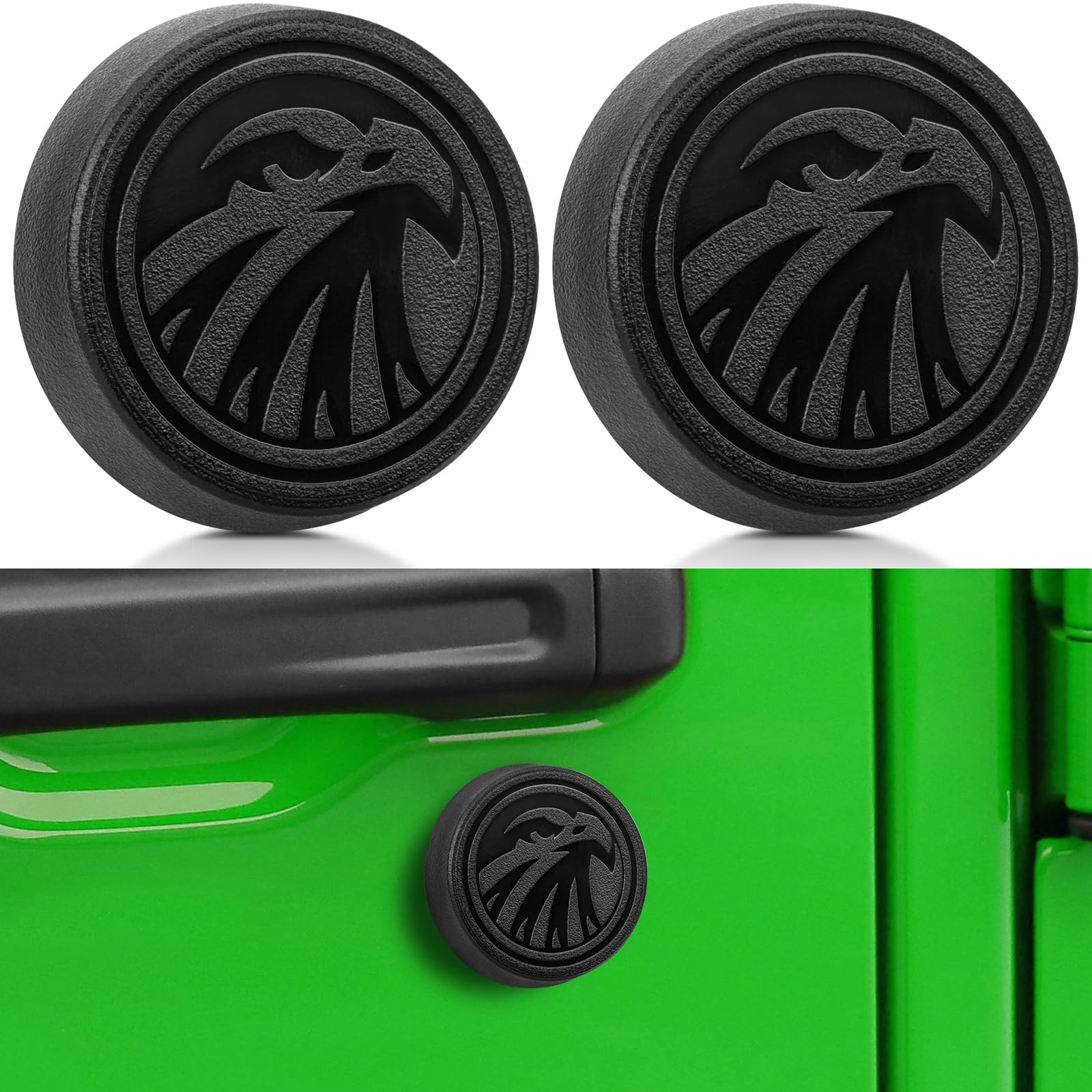 MODELAUTO Keyhole Covers for 2018–2025 Jeep Wrangler JL & Gladiator JT Front Door, 2 Piece Magnetic Lock Protectors with Unique Design, Easy Snap-On Installation, Decor Accessories (Eagle Style)