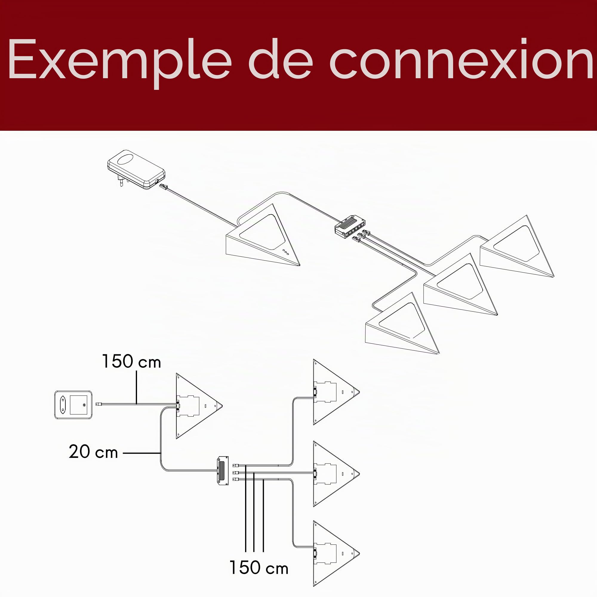 Kalb | Lot de 3 spots LED triangle avec capteur – Variateur encastrable en acier inoxydable brossé Blanc chaud