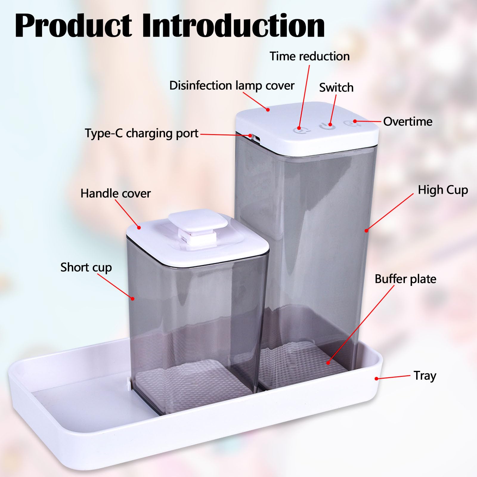 Kit De Tasse De DéSinfection à L’Alcool, Grande Longueur De Tasse 13,5 Cm, Petite Longueur De Tasse 8,3 Cm StéRilisateur Gadget à Lampe Germicide Uv, Adapté Au Nettoyage Du MatéRiel Orthodontique
