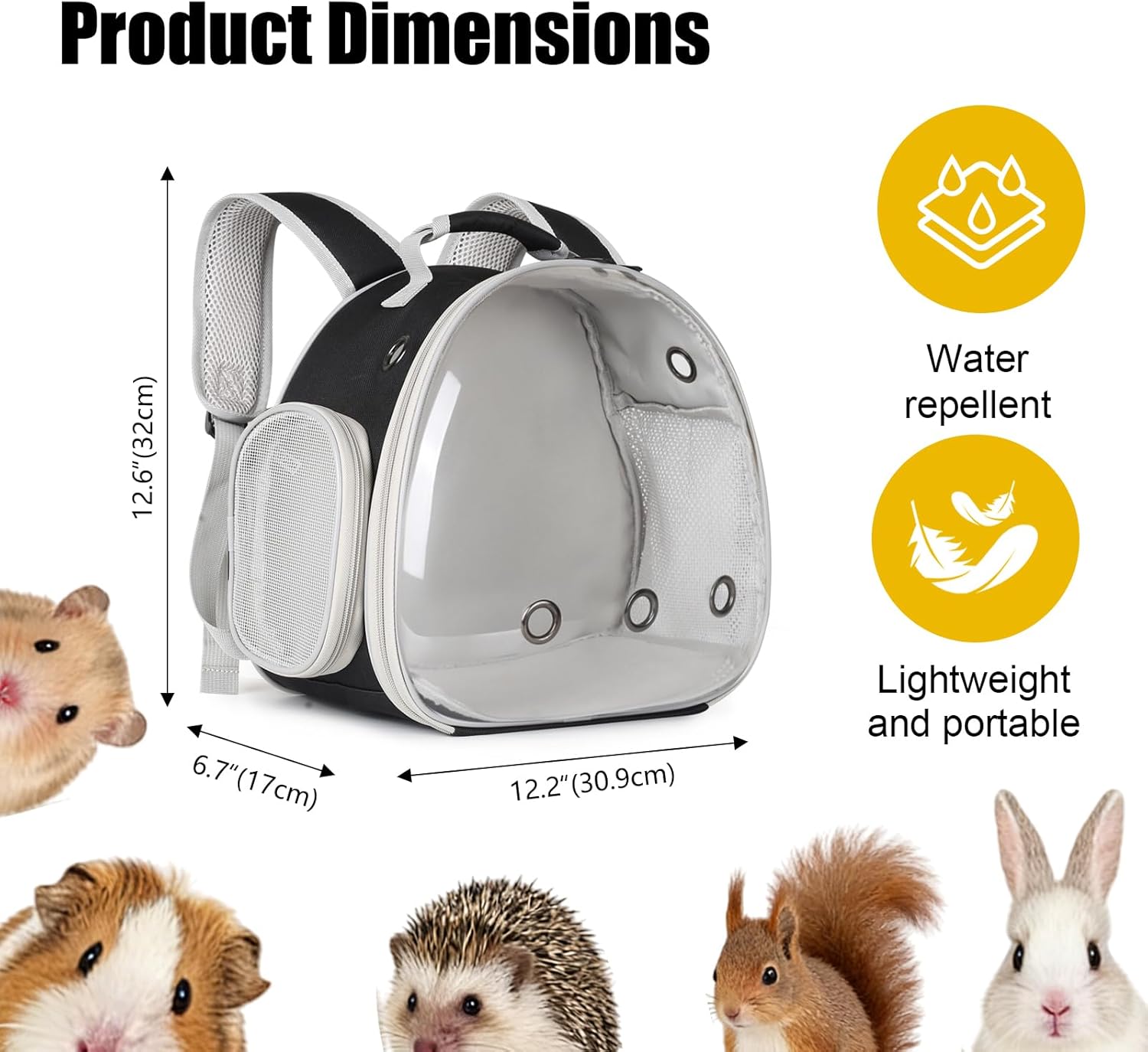 Guinea Pig Backpack, Space Capsule Bubble Window Small Animal Backpack for Guinea Pig, Bird Bunny Rabbit