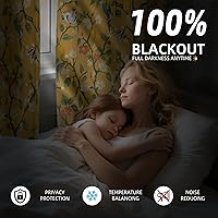 Vista 3 de Cortinas florales 100% opacas vintage de colibrí, cortina negra de 84 pulgadas de largo, con aislamiento térmico, 2 paneles con ojales, cortinas