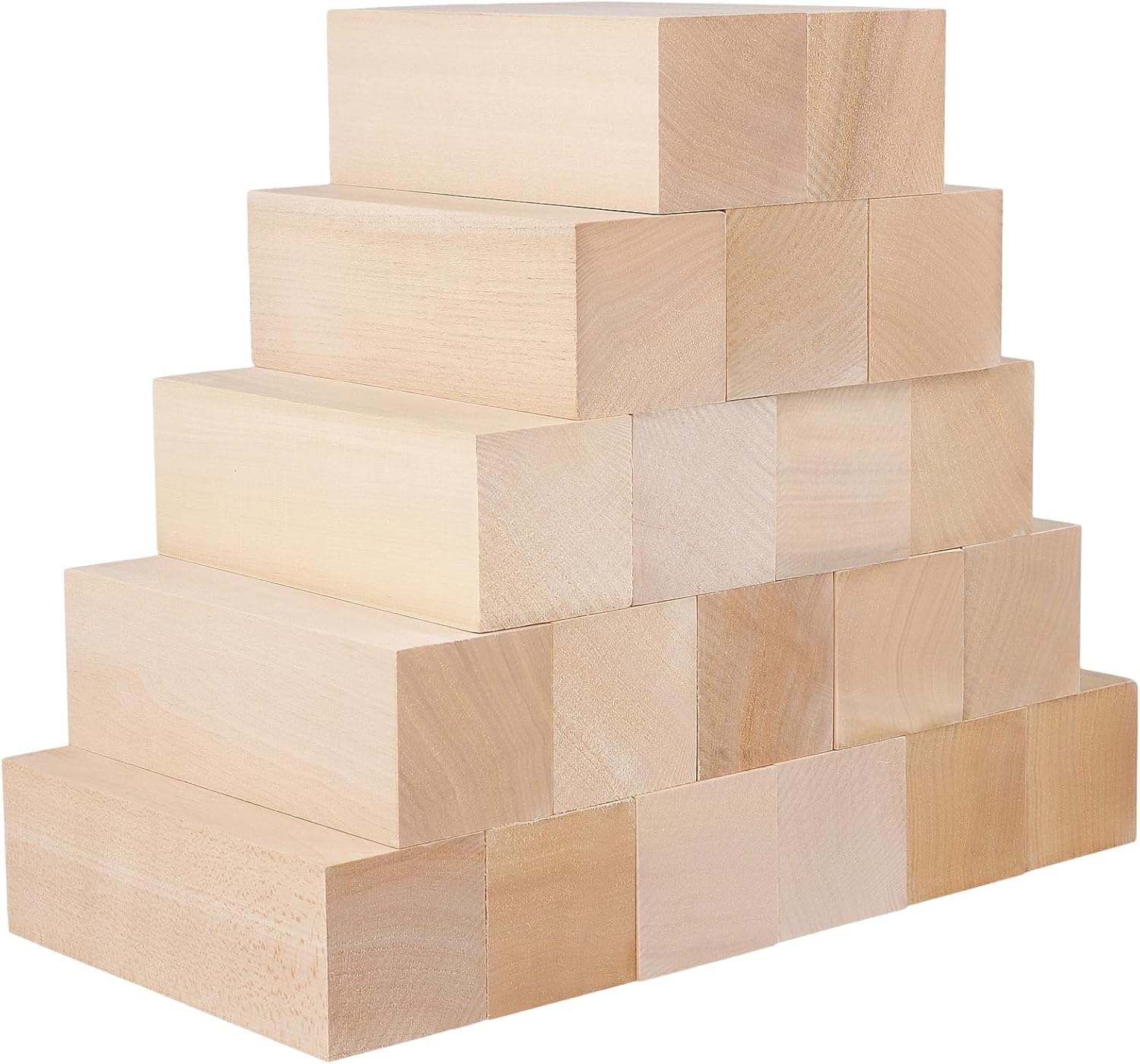 SINJEUN 20 PCS 6 x 2 x 2 Inch Basswood Carving Blocks, Natural Whittling Wood Blocks, Smooth Wooden Blocks for Carving