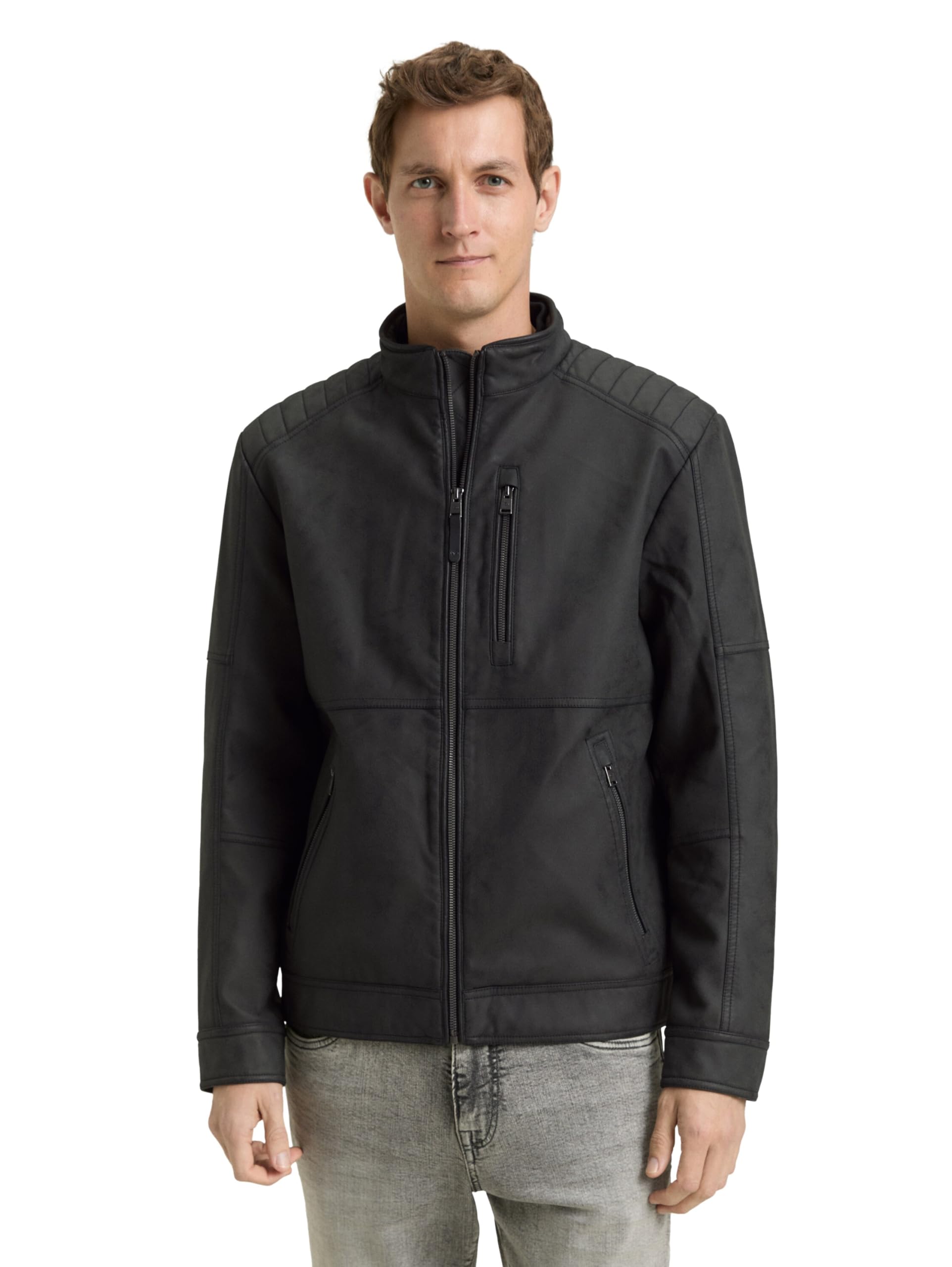 TOM TAILOR Herren Bikerjacke aus Kunstleder