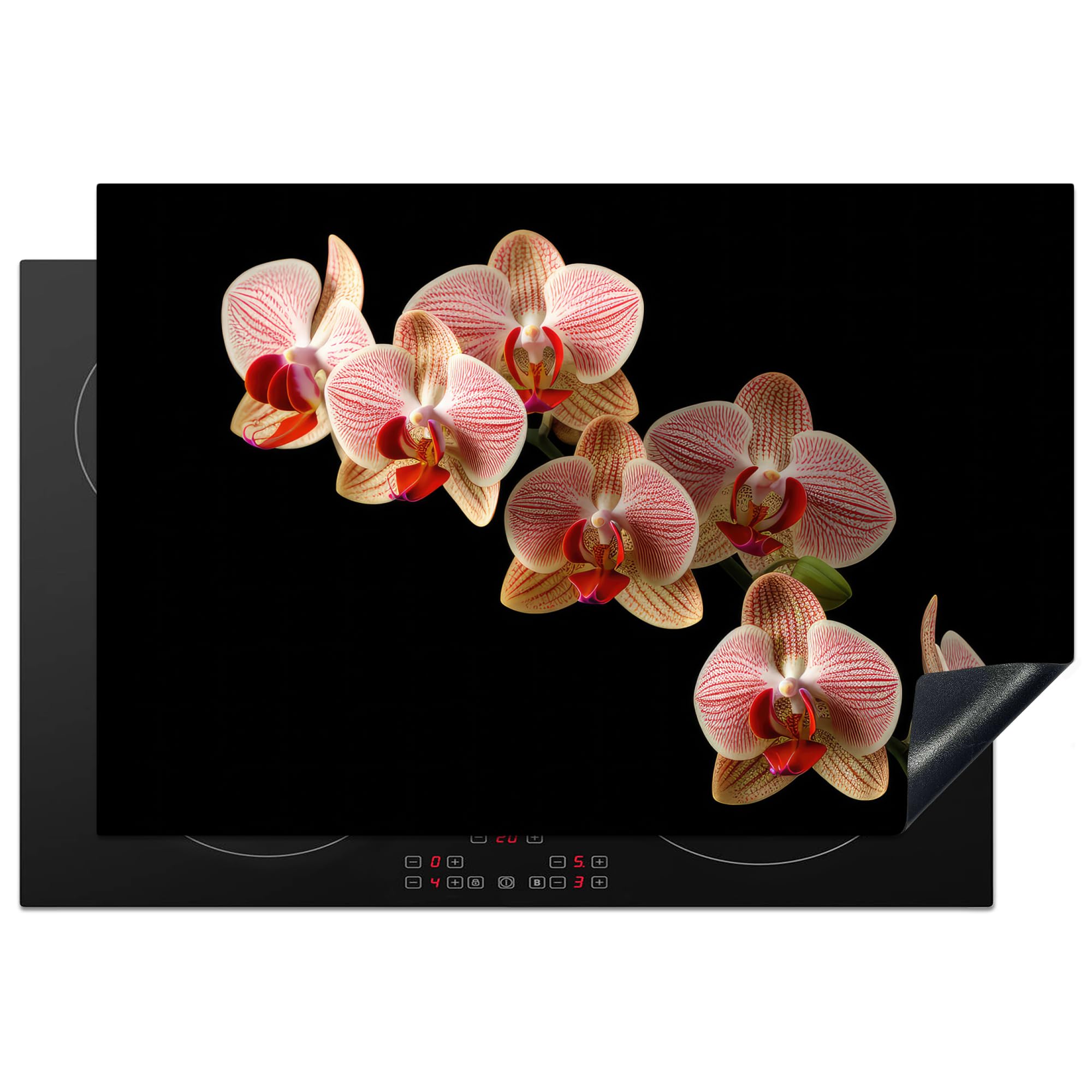 KitchenYeah© Induction Hob Cover Protector Mat 20.1"x30.3" / 77x51 cm Kitchen Universal Ceramic Covers for Electric Cookers Vinyl Flowers - Orchid - Pink - Botanical - Nature — image 1