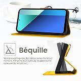 Case for Xiaomi Redmi Note 14 4G, Cute and Colourful Cats, Protective Book Flip Case Magnetic Phone Case with Card Slot and Magnetic Holder, Yellow - 3