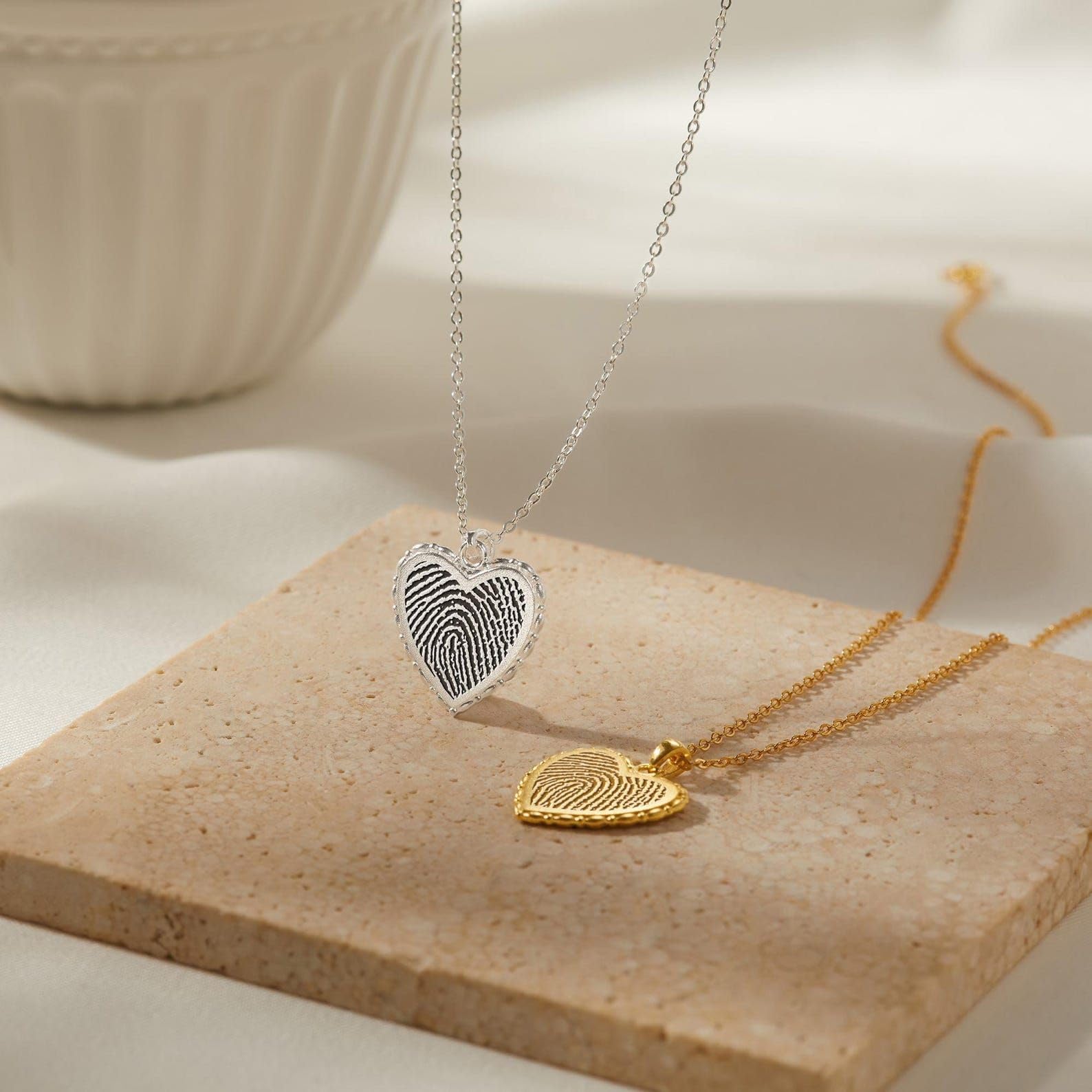 Collar con huella digital oro, huella del pulgar collar, conmemorativo joya pérdida de mamá personalizado del pulgar digital joya Día de la Madre Navidad cumpleaños aniversario