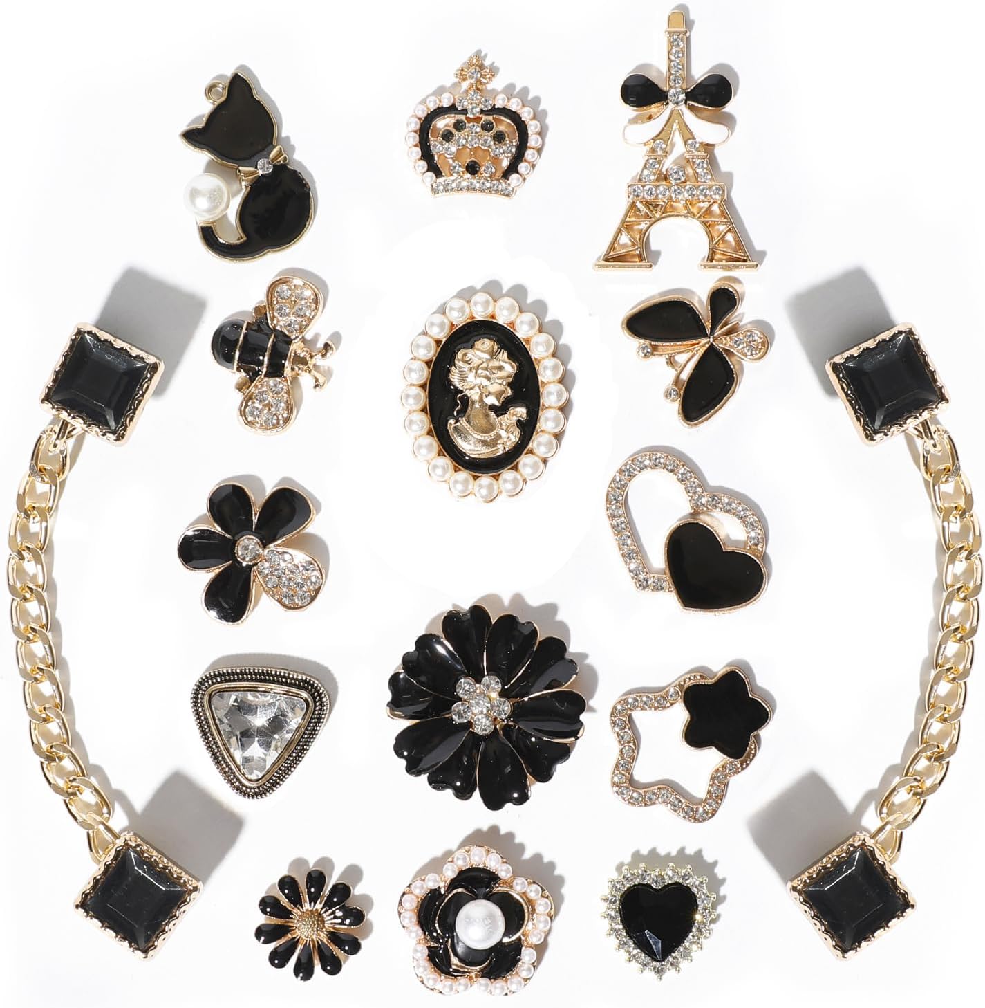 Bling Alloy Shoe Charms for Women,Flower,Butterfly Rhinestone Shoe Decoration Charms for Girls, DIY Girly Shoe Chains Charms for Party Favor