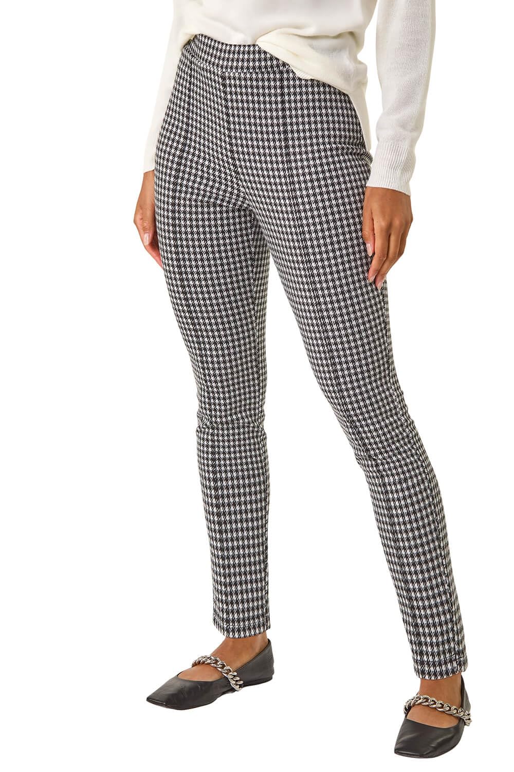 Roman Women's Check Print Ponte Slim Leg Trouser | Size: 20