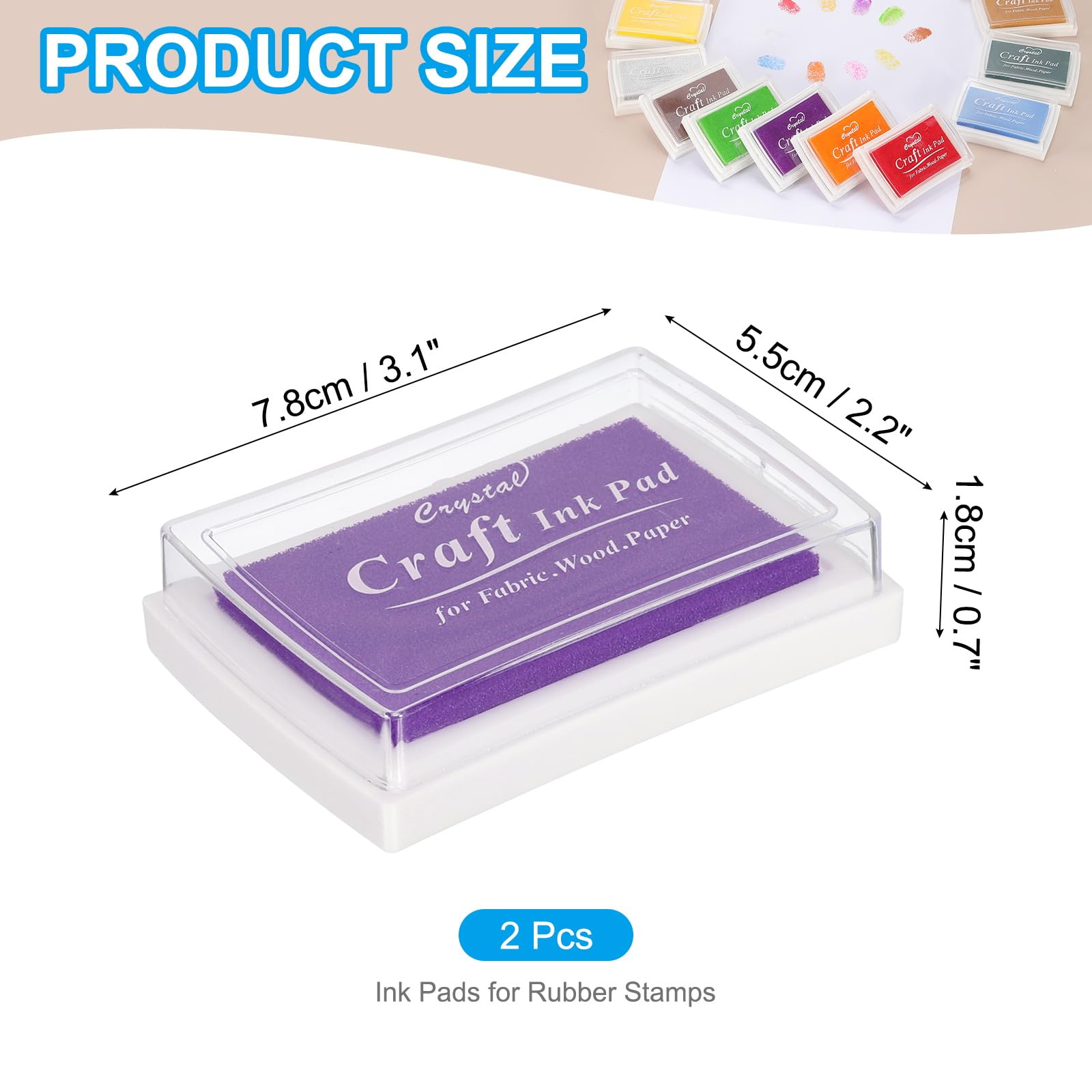 PATIKIL Craft Ink Pads for Stamps 2 Pcs Washable Finger Print Ink Stamp Pad Color DIY Square for Rubber Stamps Paper Scrapbooking Fabric Wood - Image 2