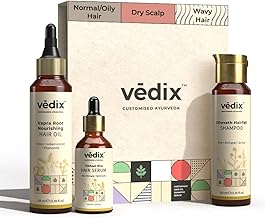 Vedix Customized Hair Fall & Dandruff Control For Normal/Oily Hair - Anti Hair Fall Oil Onion + Indian Licorice - Anti-Hairfall Shampoo - Nuyantra Pro Hair Growth Serum X Dandruff Care