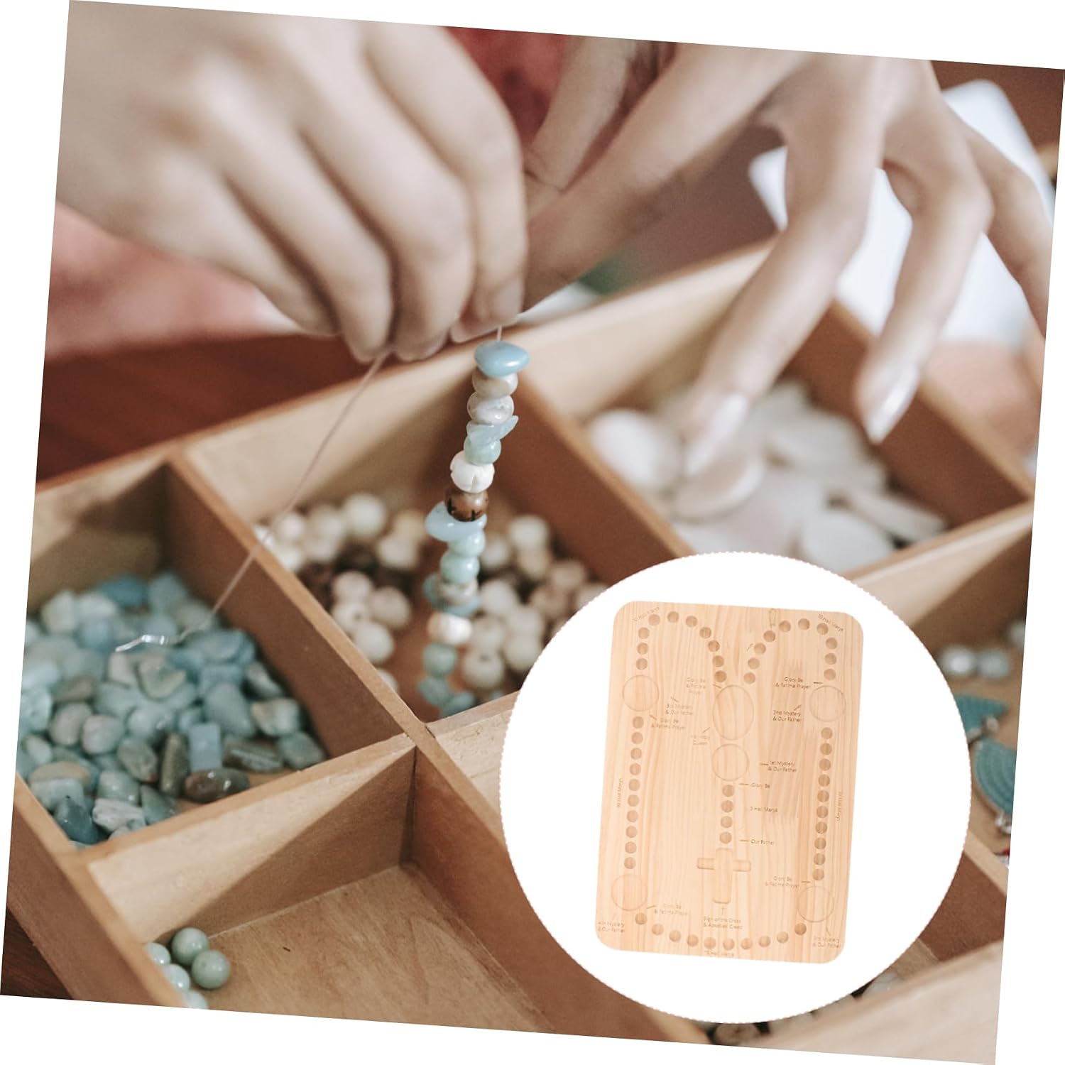 KOCKSHION Wooden Bead Board for Jewelry Making Durable DIY Crafting Tray for Bead Rosaries Engaging Activity for All Ages Enhances Manual Dexterity Skills Versatile Design for Unique