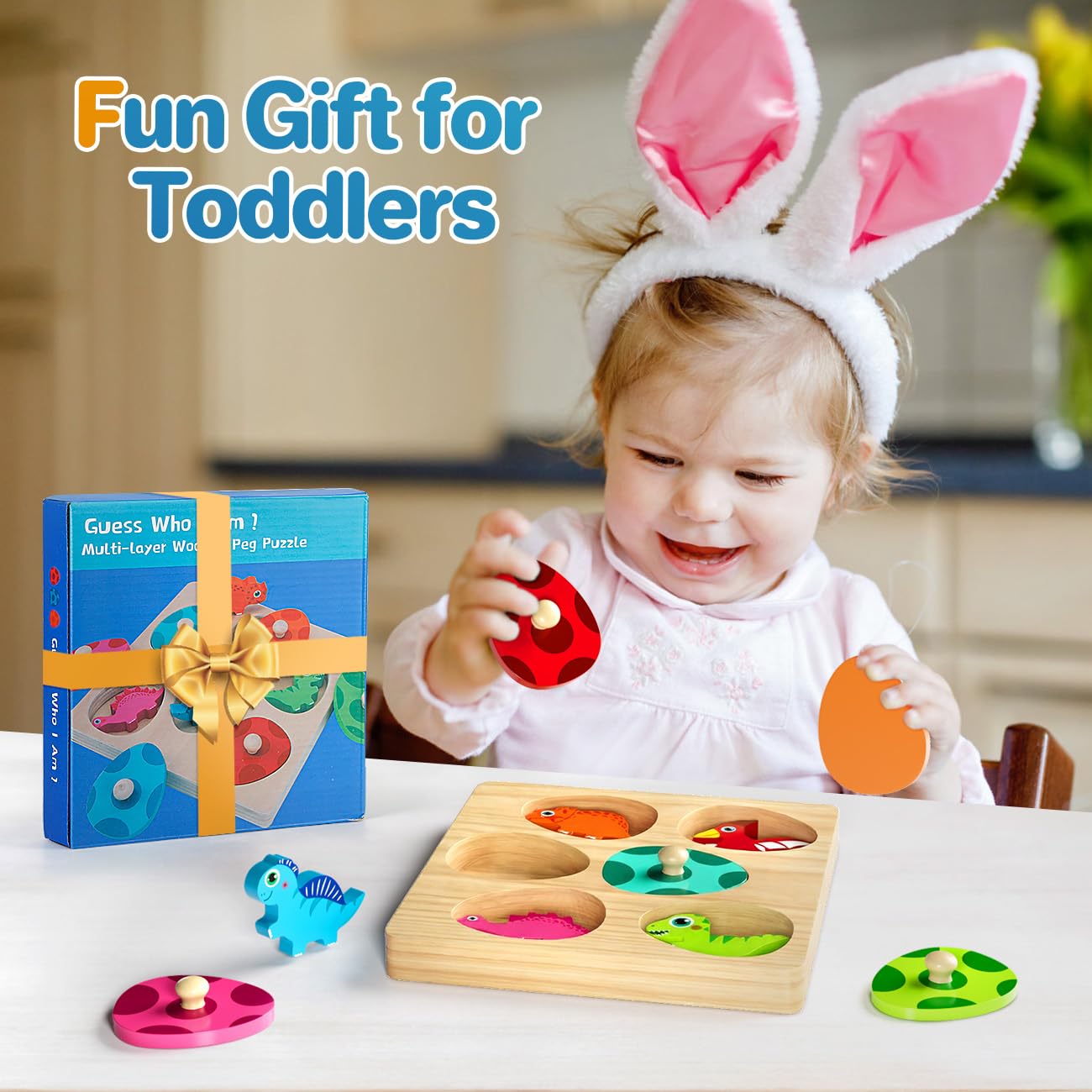 Dinosaur Peg Puzzles for Toddlers - Educational Gifts -7 Dinosaur Peg Puzzles for Toddlers - Educational Gifts -7
