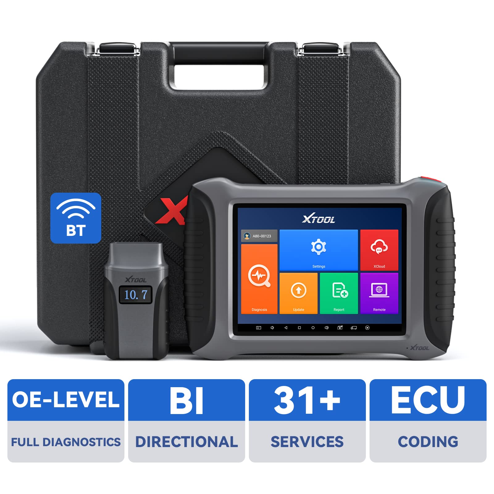 XTOOL A80 Wireless Automotive Diagnostic Tool 2022 Newest with Advanced ECU Coding, Bi-Directional Control, OE Full System Diagnostics, 31+ Services, Key Programming