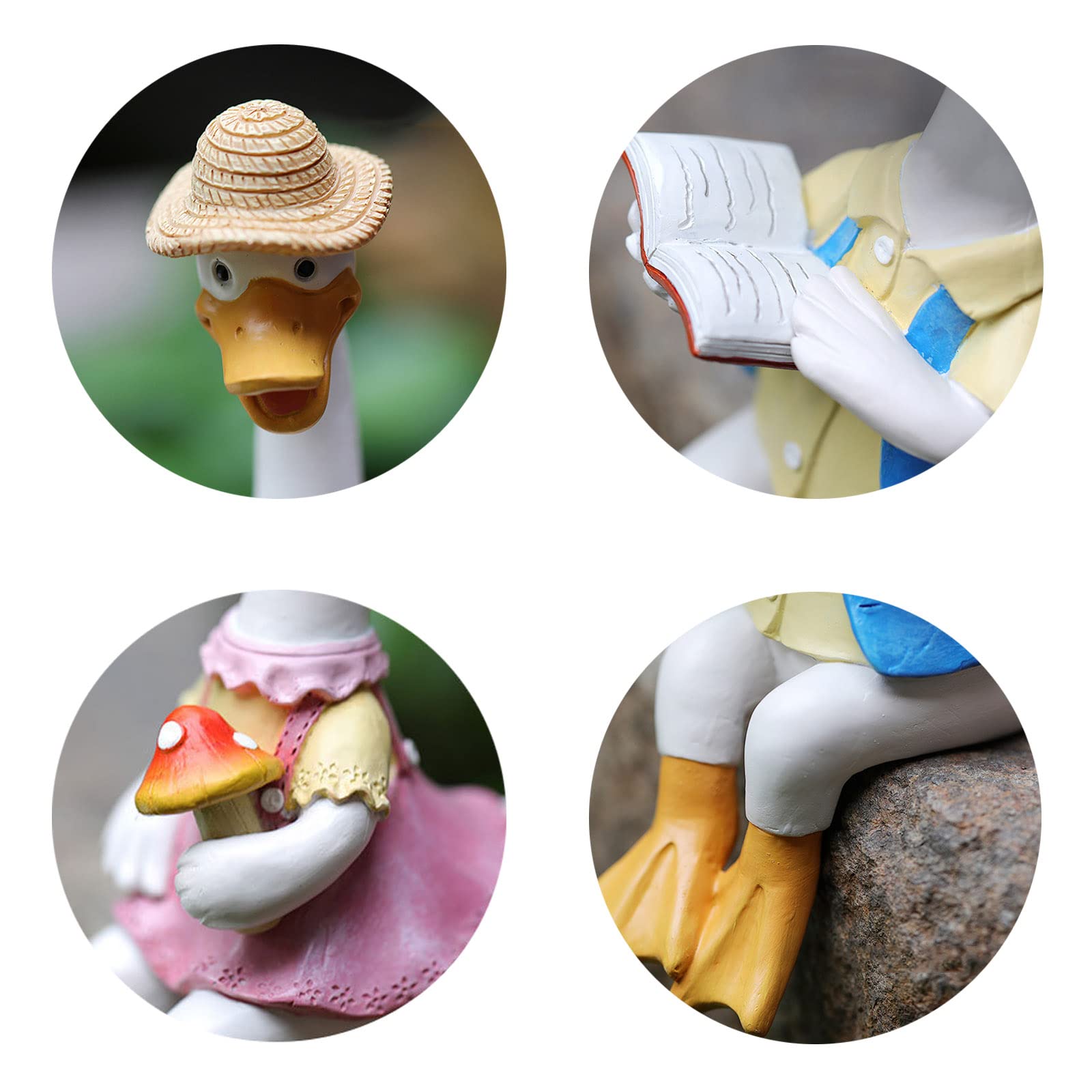 Enten-Gartenornamente Aus Harz, Paar – Weiß, 22 X 11 Cm, Für Draußen & Drinnen, Wetterfest