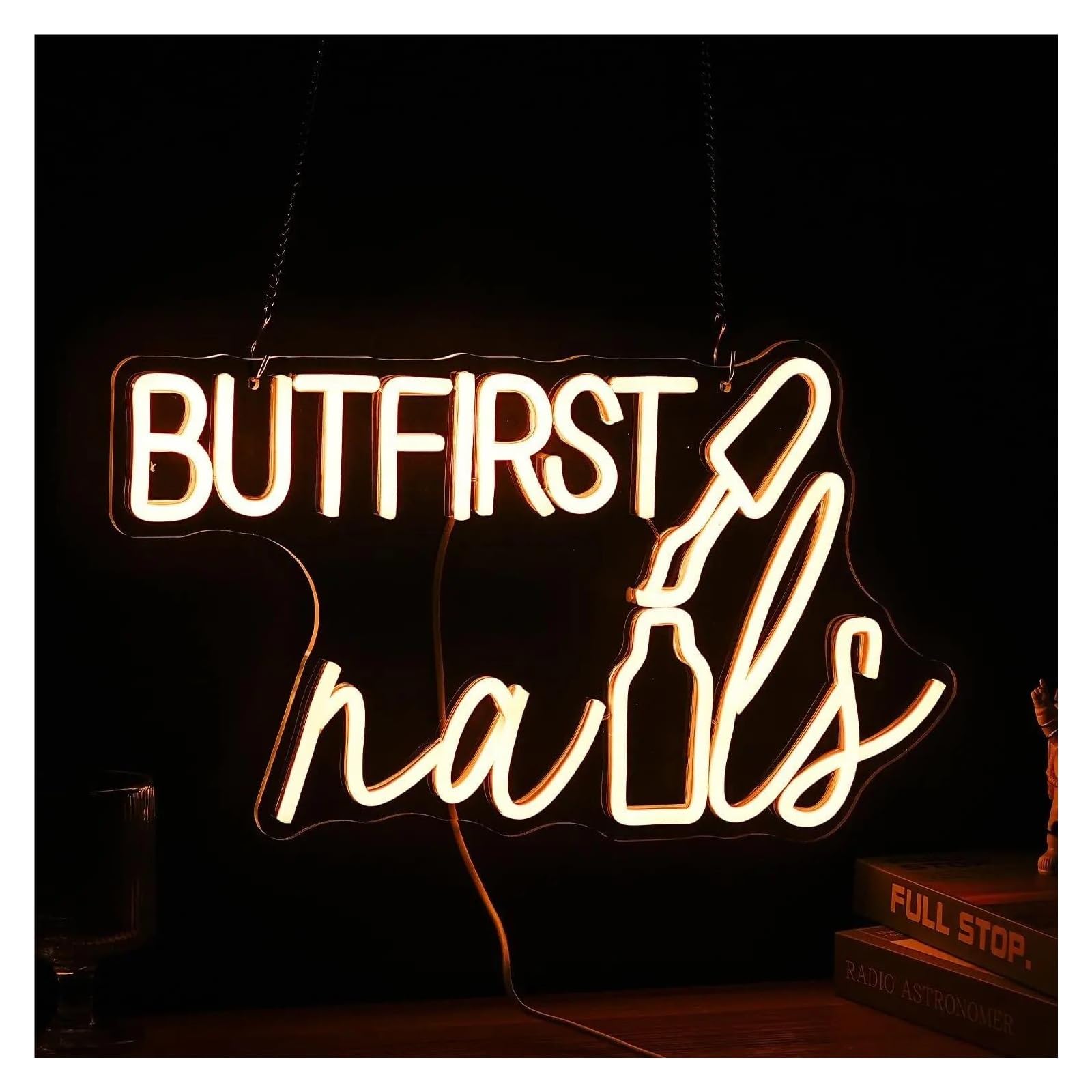 Hängende Kunst-Leuchtreklamen ”But First Nails“Neonschild Dimmbare LED-Nägel Neonlicht USB Warmweiß Für Nagelstudio Mädchenzimmer Shop 25cmx35.2cm