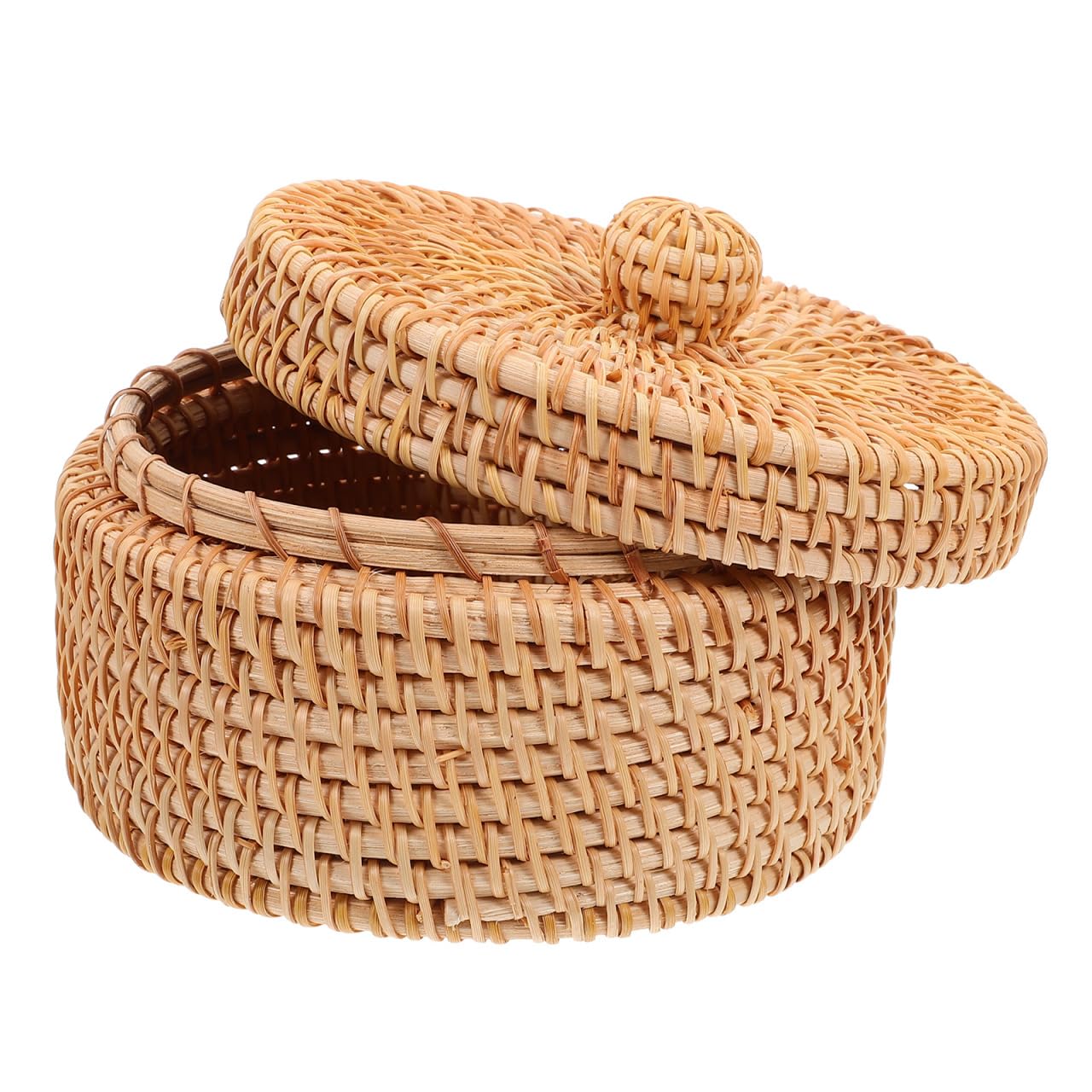 Panier à oignons tissé et boîte de rangement en rotin écologique avec couvercle