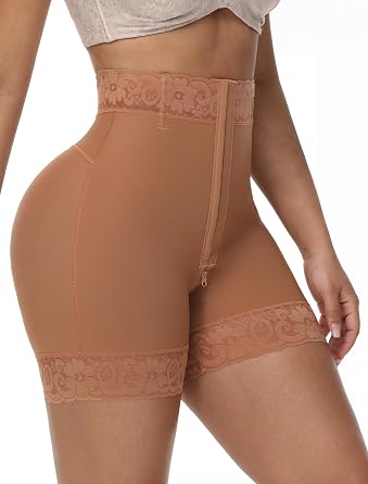 SHAPSHE Butt Lifter Shapewear Shorts with Front Hooks Zipper Crotch