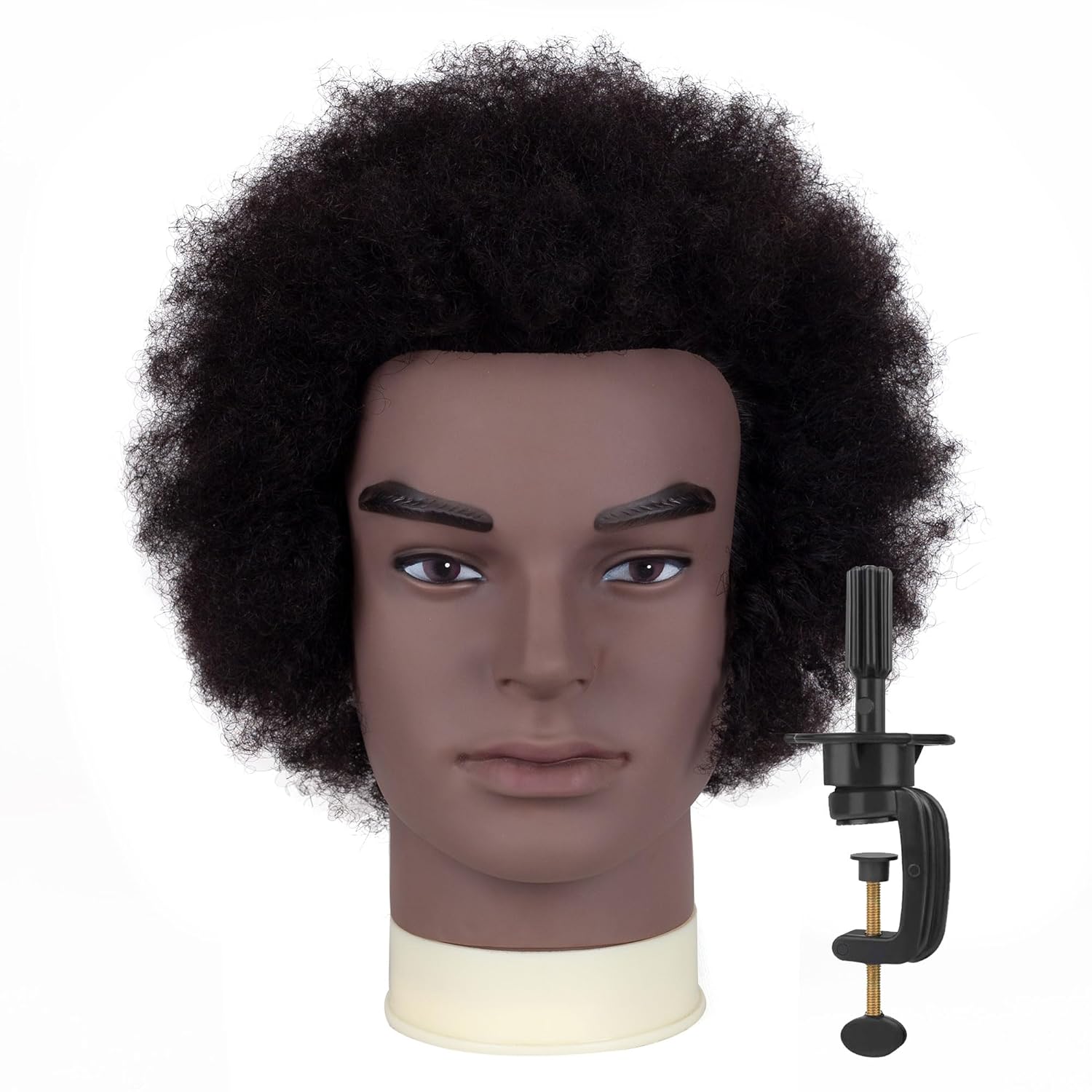6″Afro Male Mannequin Head 100% Human Hair Curly...