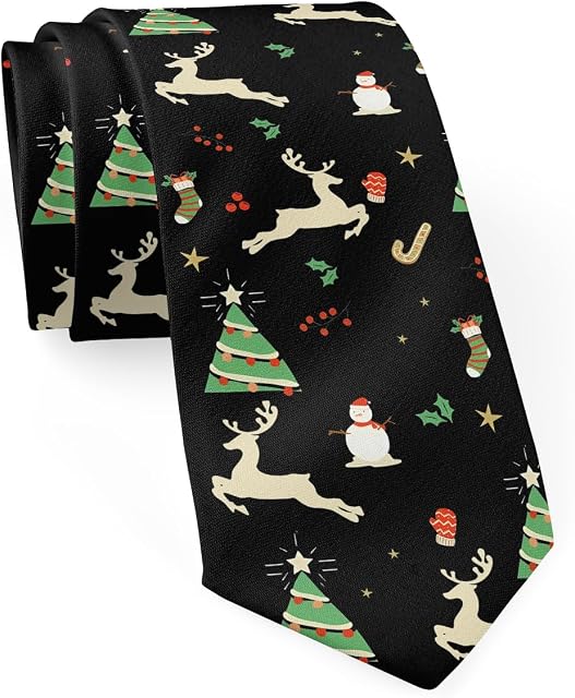 Abaysto Christmas Tie for Men Holiday Season Party Festival Necktie, Xmas Ties Men's Tie, Holiday Festival Ties for Men, Funny Neck Tie for Vacation Xmas Party