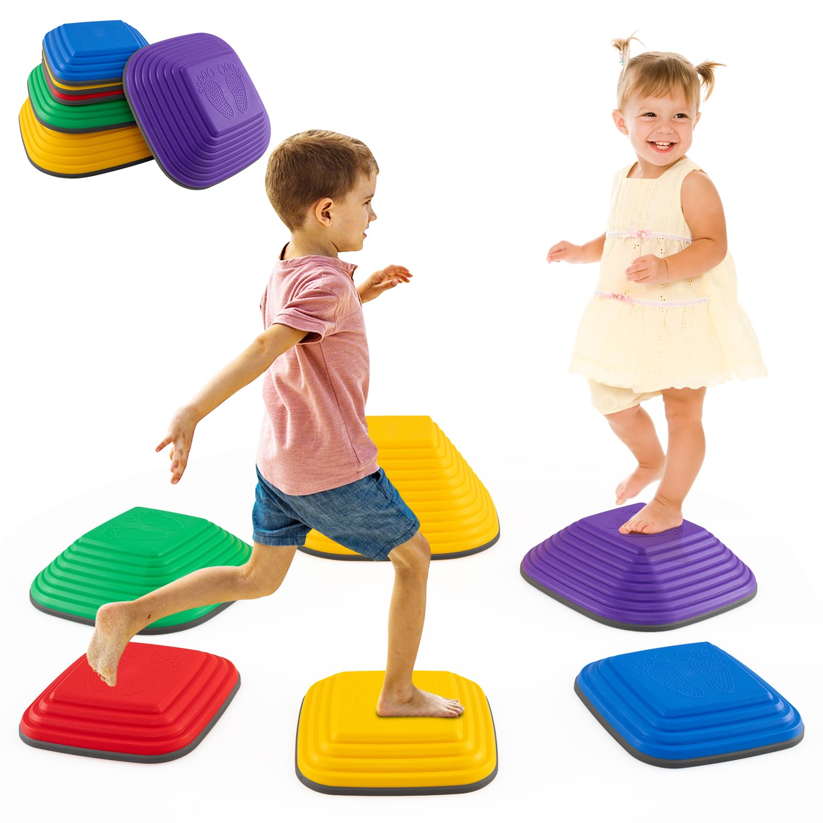 Homasis 6/11 Piedras de Equilibrio, Duraderas Apilables Antideslizante para Niños, Bloques de Equilibrio de Interior y Exterior para 3+ Años