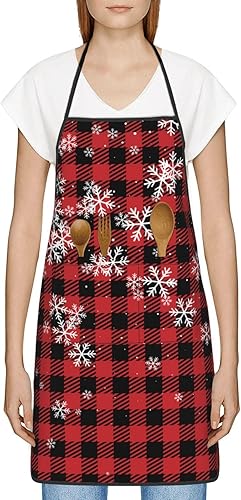 Miniatura 6 de Delantal de Navidad para mujeres y hombres, delantales de cocina de Año Nuevo, delantal de chef ajustable con bolsillo para cocinar, hornear y coser