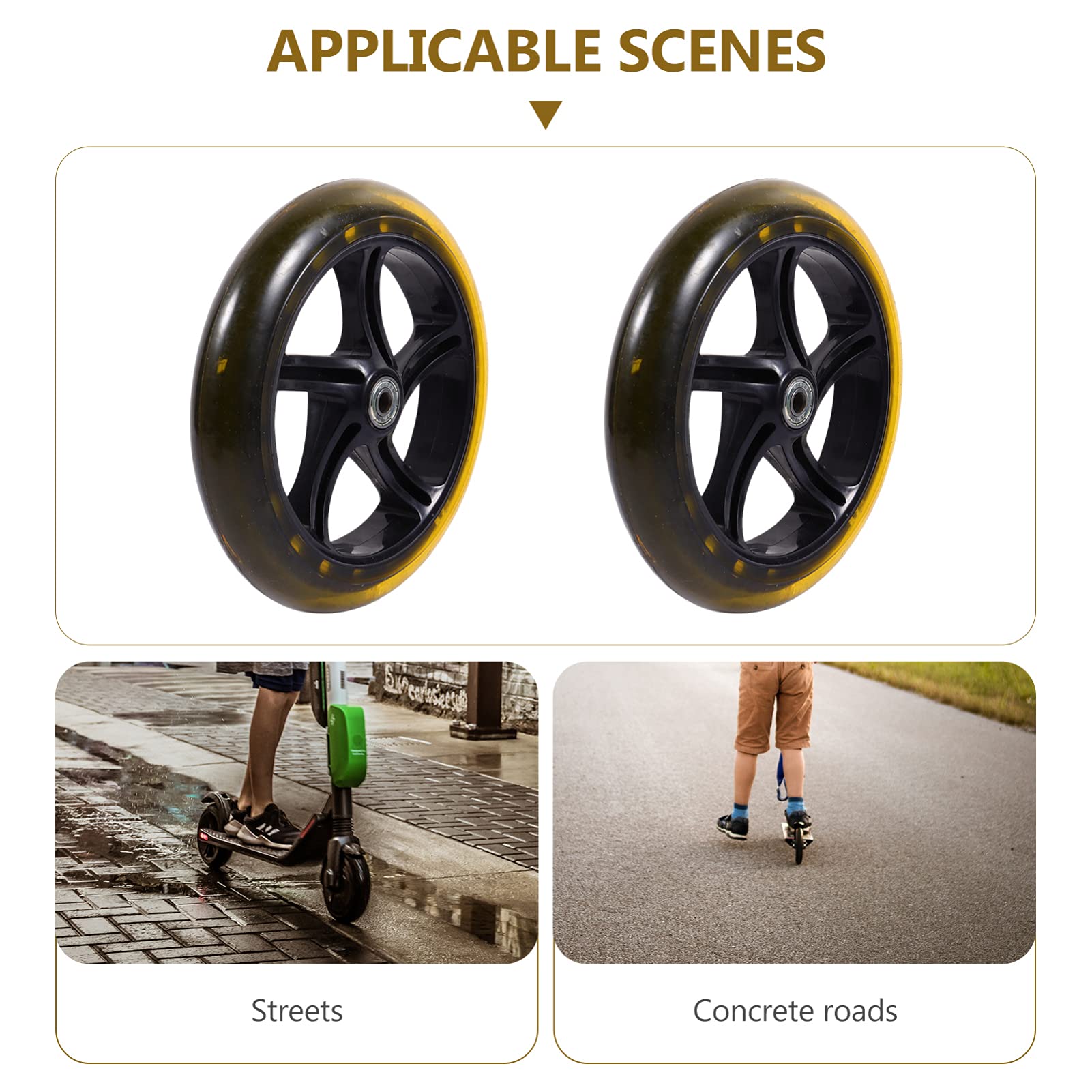 VICASKY E 2 Pièces Roues De Planche à roulettes Noir Scooter Accessoires De Scooter Roue De Électrique s 180mm Rouleau EZ Enfant La Rayon De Miel