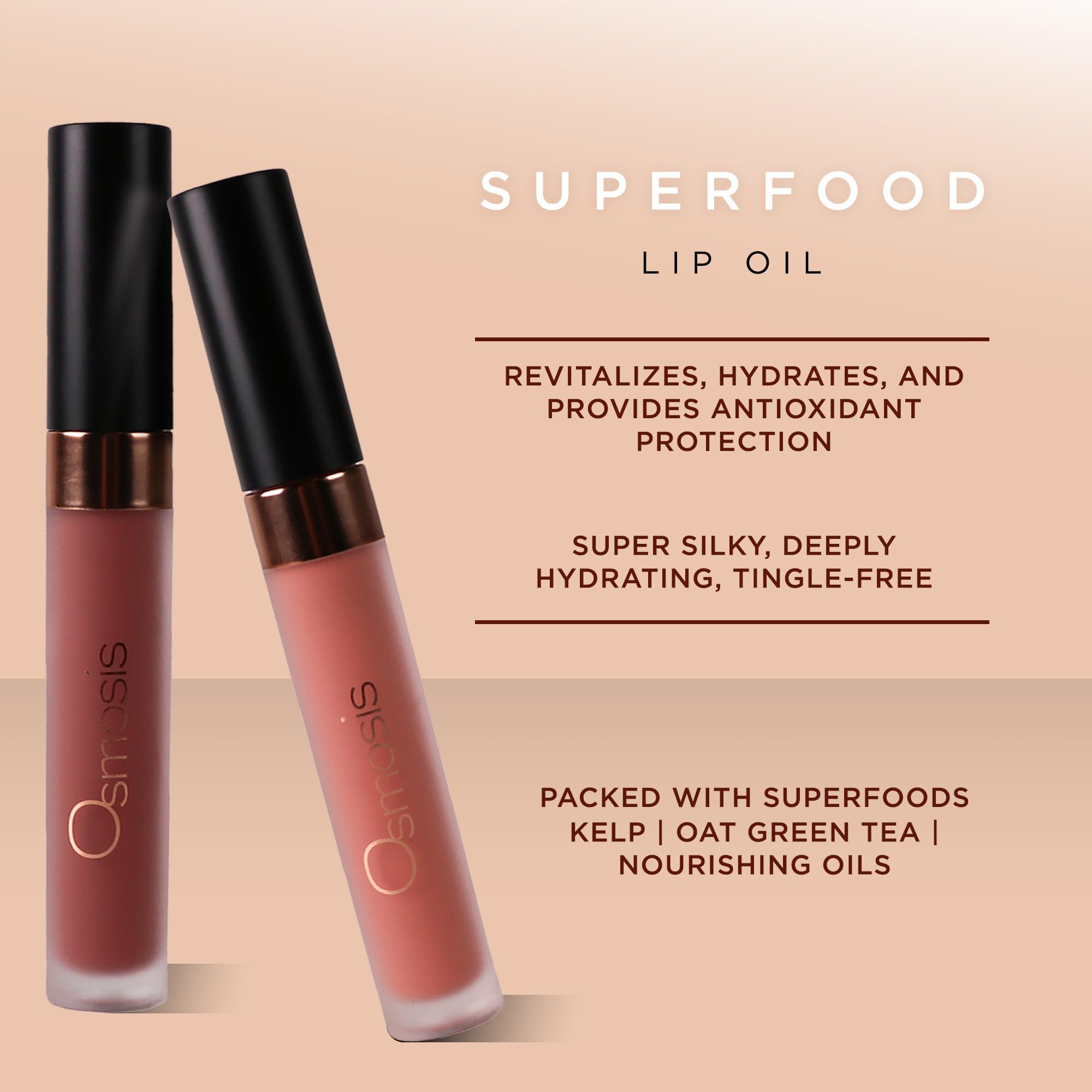 Osmosis Superfood Lip Oil, Nourishing Tinted Lip Gloss, Deep Hydration Lip Plumper Peptides for Fuller Lips