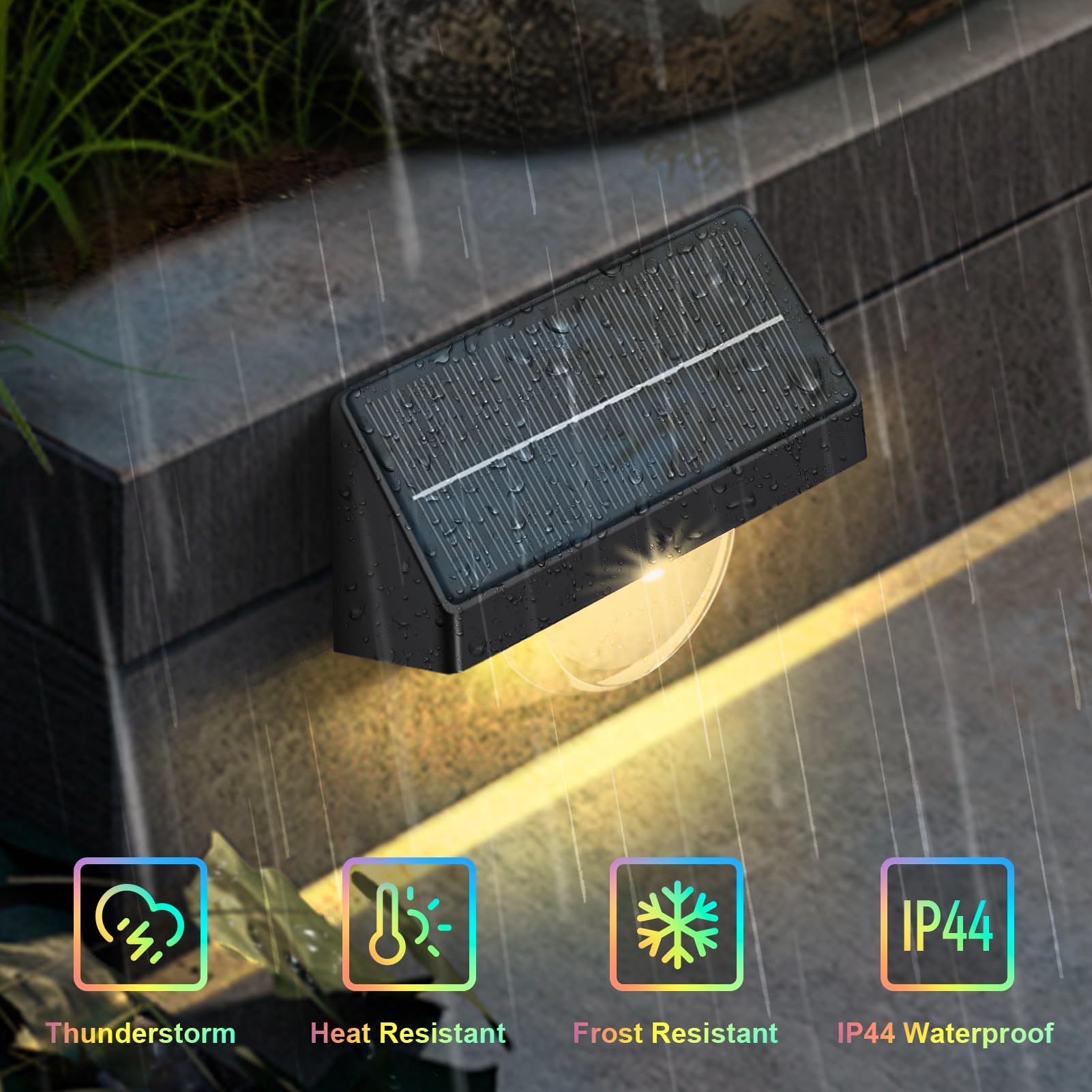 Kerry Solar Fence Lights, Deck/Step Outside Garden Solar Powered IP44 Waterproof Linear Spotlight with 10 Color Mode - Image 3