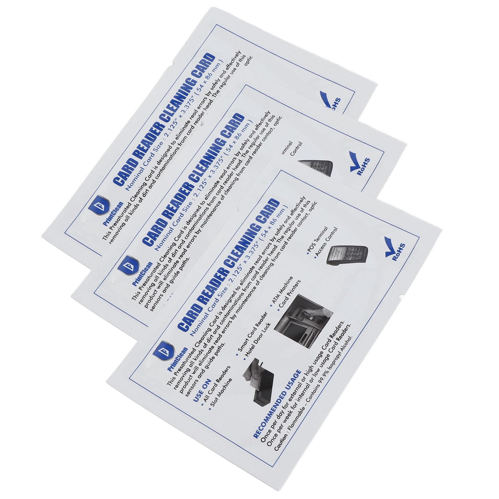 50 pezzi di carta Creed Card Reader Cleaner POS Swipe Terminal Cleaning Sches per stampanti per macchine per macchine Pvc Pulp Wood Pulp Paper 54x86mm