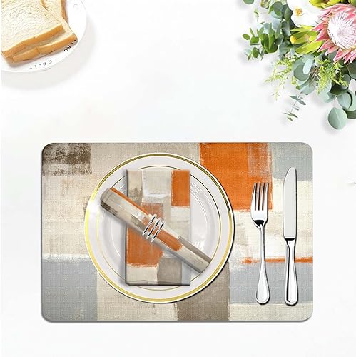 Miniatura 6 de Juego de 8 manteles individuales y servilletas de tela naranjas manteles individuales de arte moderno manteles individuales pintados de arte