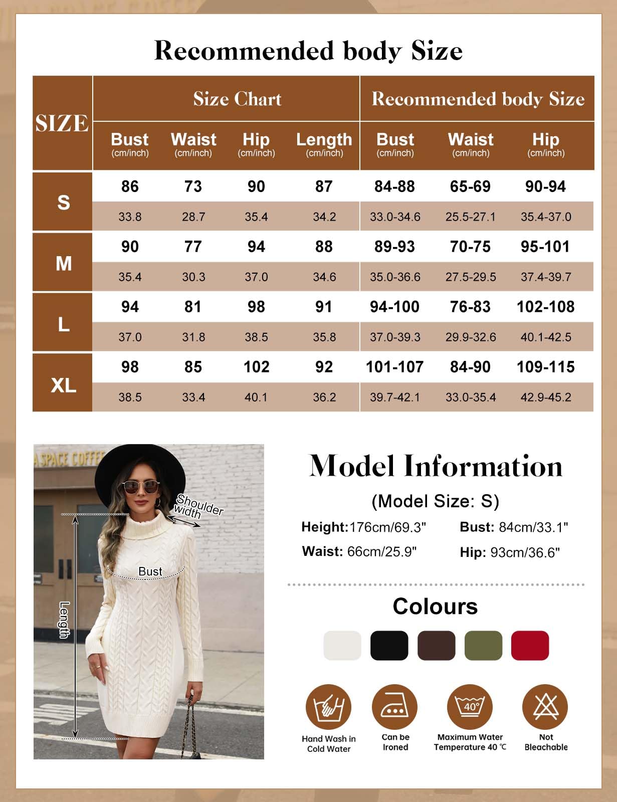 Vestito Maglione Donna Elegante Invernali Vestiti in Maglia Abito Slim Aderente a Maniche Lunghe Collo Alto Elasticizzato Tinta Unita Treccia Ritorta Autunno e Inverno