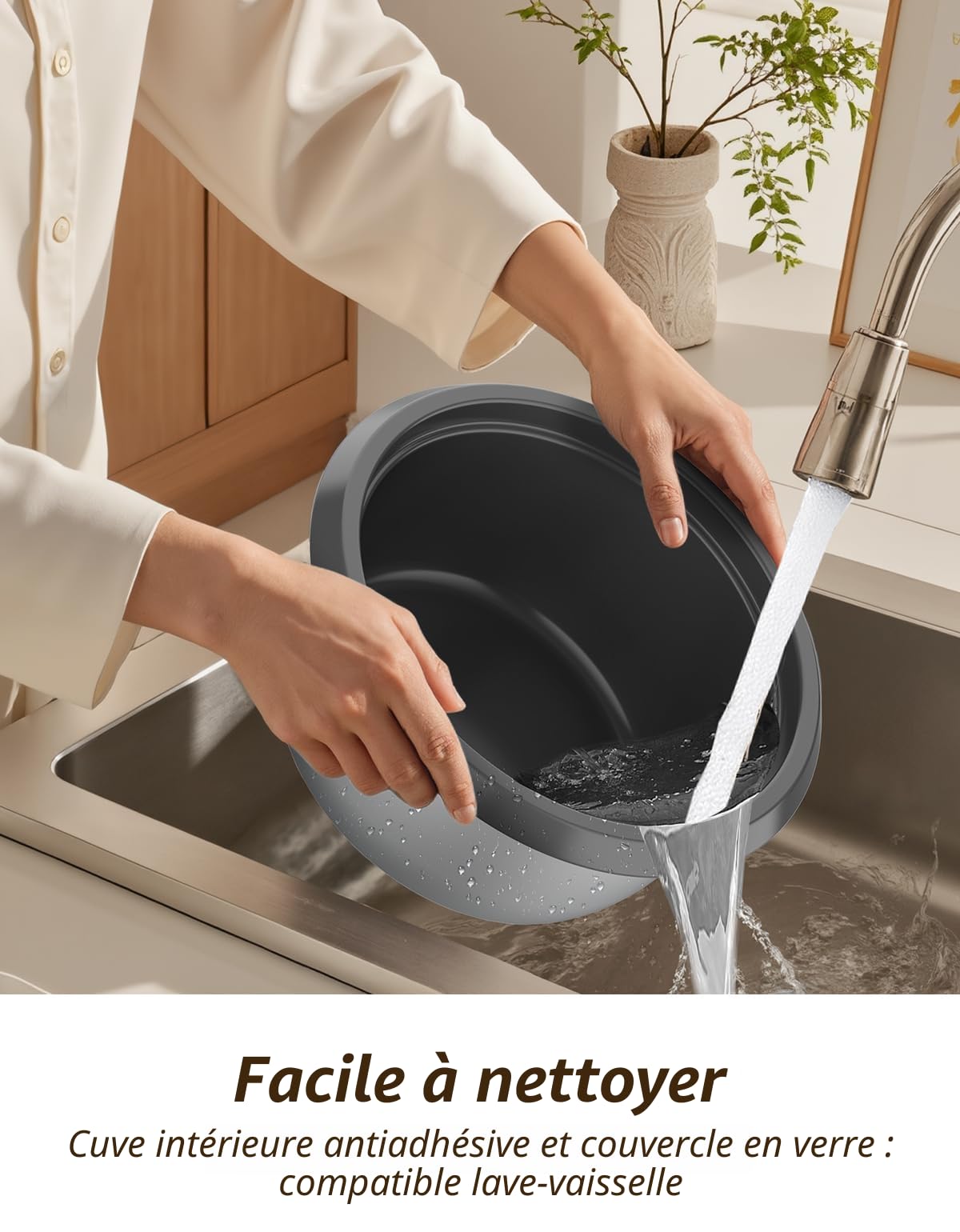 ERC-5P07RD 1L | 400W Cuiseurs à riz & insert vapeur Warm & Cook 1-5 personnes marmite à revêtement antiadhésif, cuillère à riz et tasse à mesurer