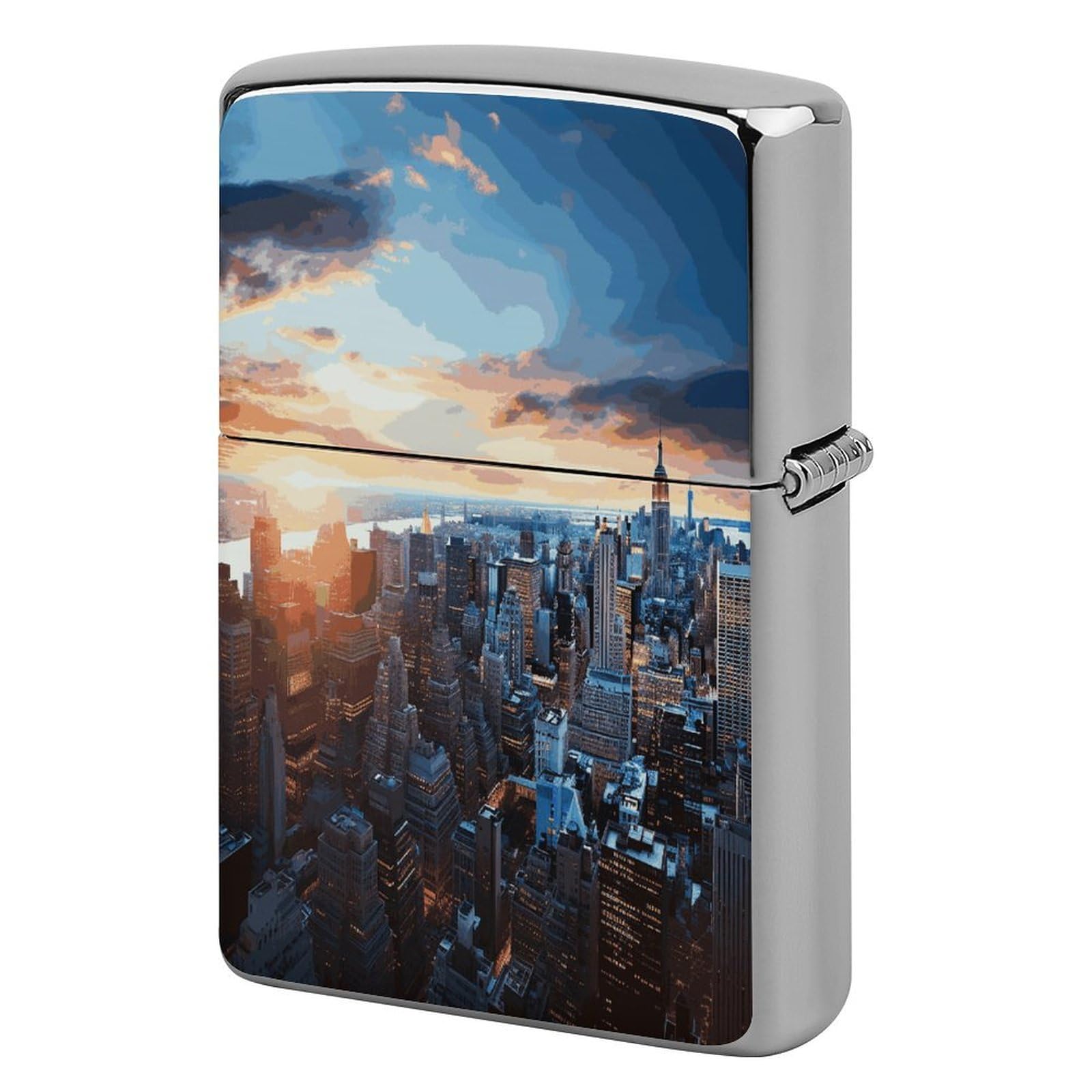 Fekiloot Style New York City Skyline Lighter Case Cover Metal Lighter Case