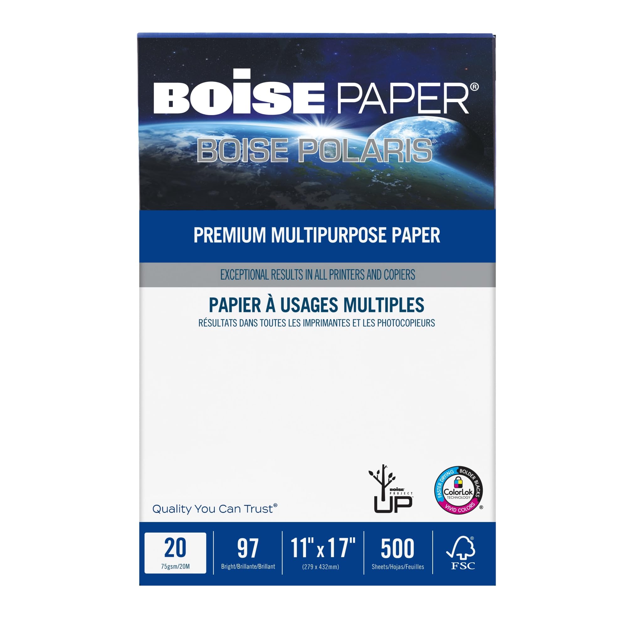 Boise(r) POLARIS(r) Premium Multi-Use Printer & Copy Paper, 5 Reams, White, Ledger (11" x 17"), 2500 Sheets Per Case, 20 Lb, - Image 4