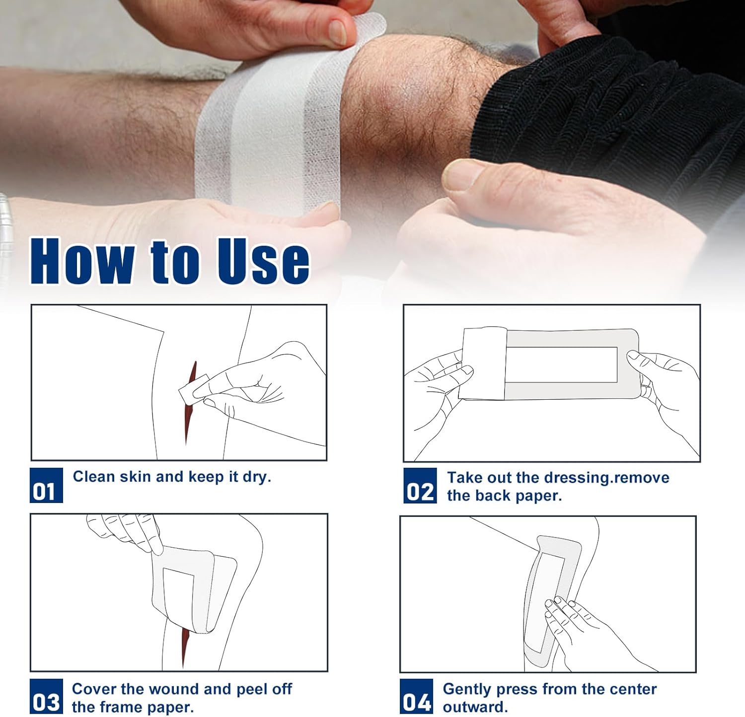 Island Dressing Bordered Gauze 4"x10", 25 Individually Packed Non-Stick Pad in Center with Adhesive Border,Soft & Highly Absorbent Medical Grade Dressing Gauze Pad for Wound Care and First Aid - Image 6