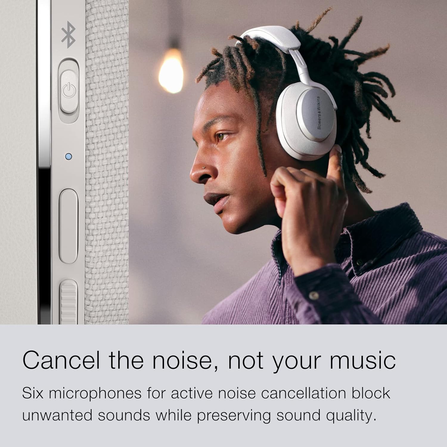 Close-up of headphone controls on the earcup