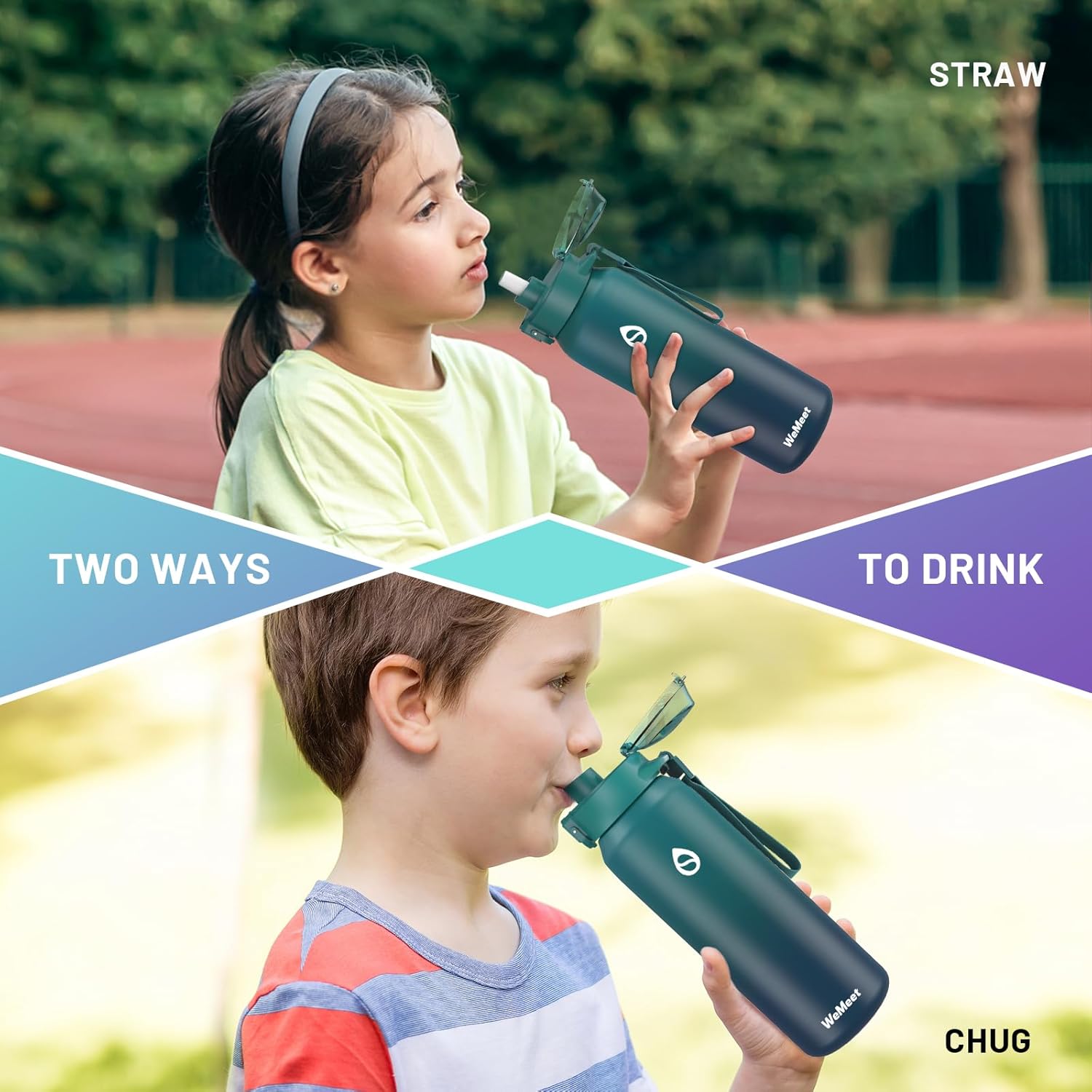 32oz Water Bottle with Removable Straw and Spout Lid Two Ways to Drink, 18/10 Stainless Steel Insulated Water Bottle, BPA-Free, Leak Proof, Double wall, for Sports, Gym - Image 7