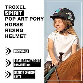 Troxel Spirit Full Coverage Horse Riding Helmet, Low-Profile & Adjustable, Safety Horseback Riding Gear, Extra Small (6-1/4 - 6-1/2), Pop Art Pony