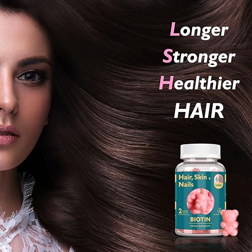 Miniatura 2 de Gomitas de biotina para el cabello, la piel y las uñas, apoya la salud del cabello, la piel y las uñas, vitaminas veganas para mujeres y hombres,