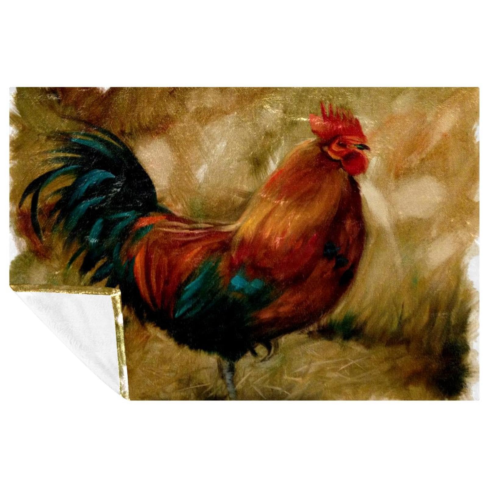 Peinture à l'huile de coq plaid de pique-nique et camping couverture chaude canapé 150x100