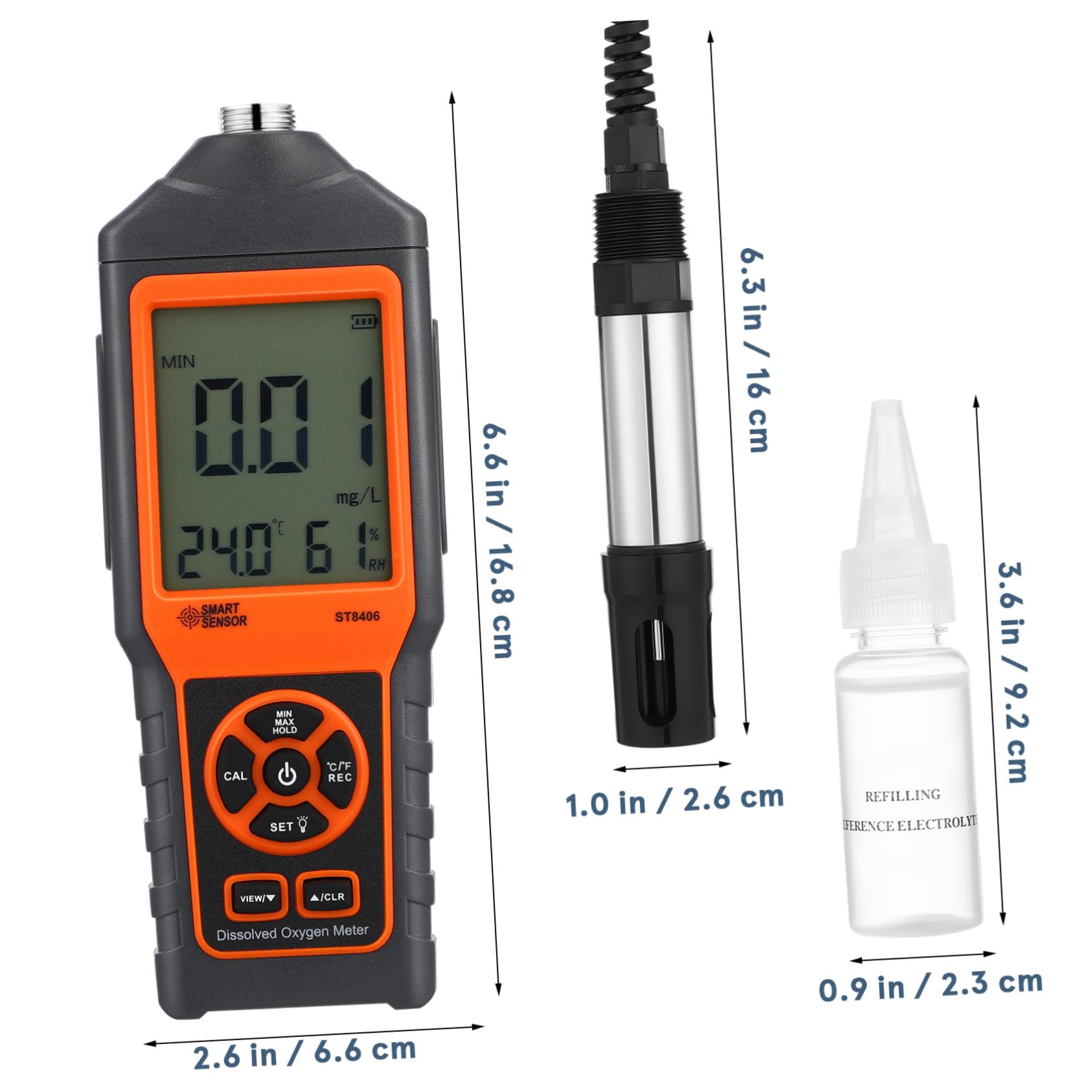 UKCOCO Medidor De Oxígeno Disuelto Portátil para Acuario Kit De Análisis De Agua con Estuche De Transporte Medidor De Oxígeno para Pecera De Saturación De para Agua